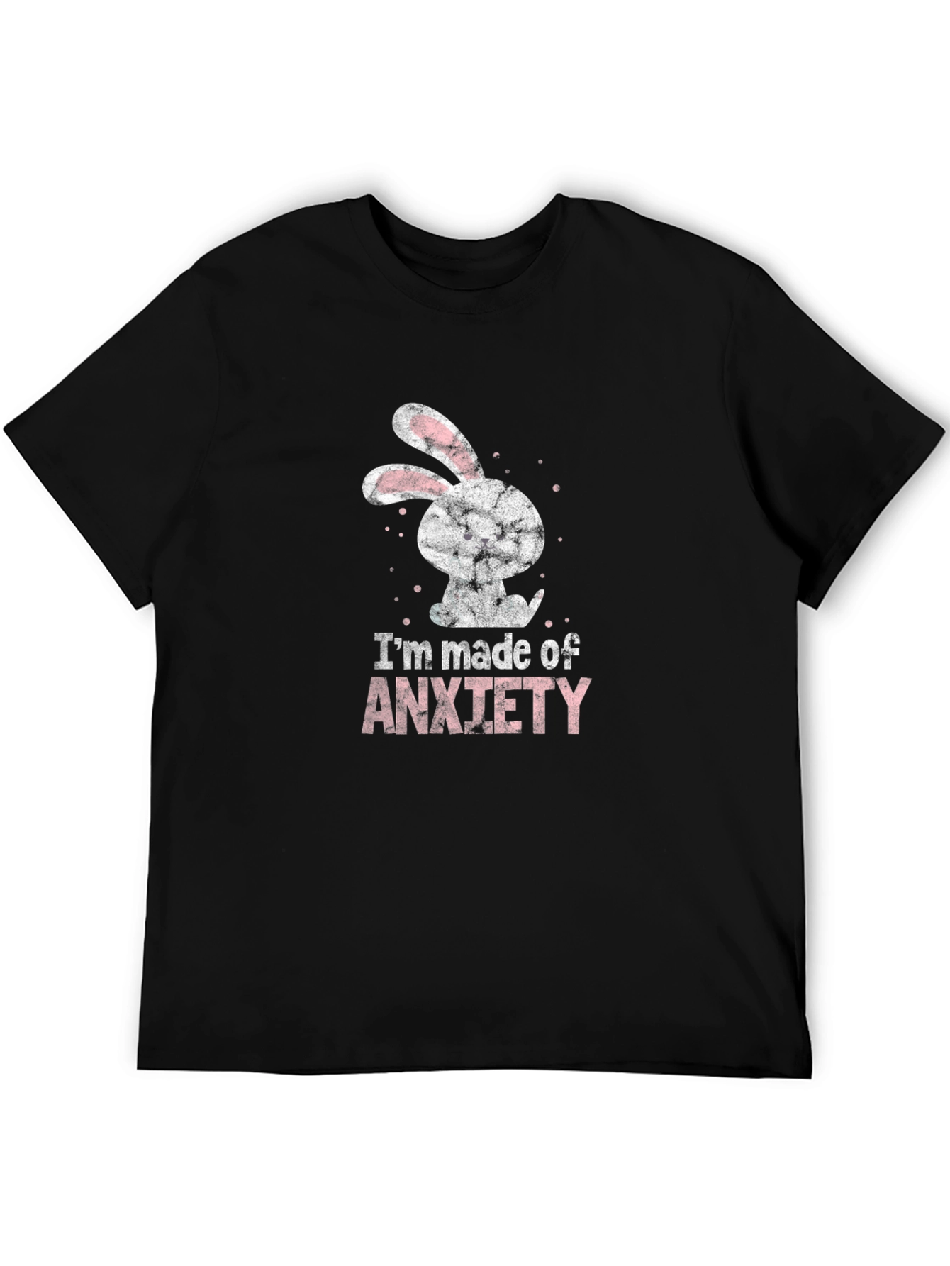 Black Anxiety Bunny Graphic T-Shirt - Soft Cotton Tee view 5