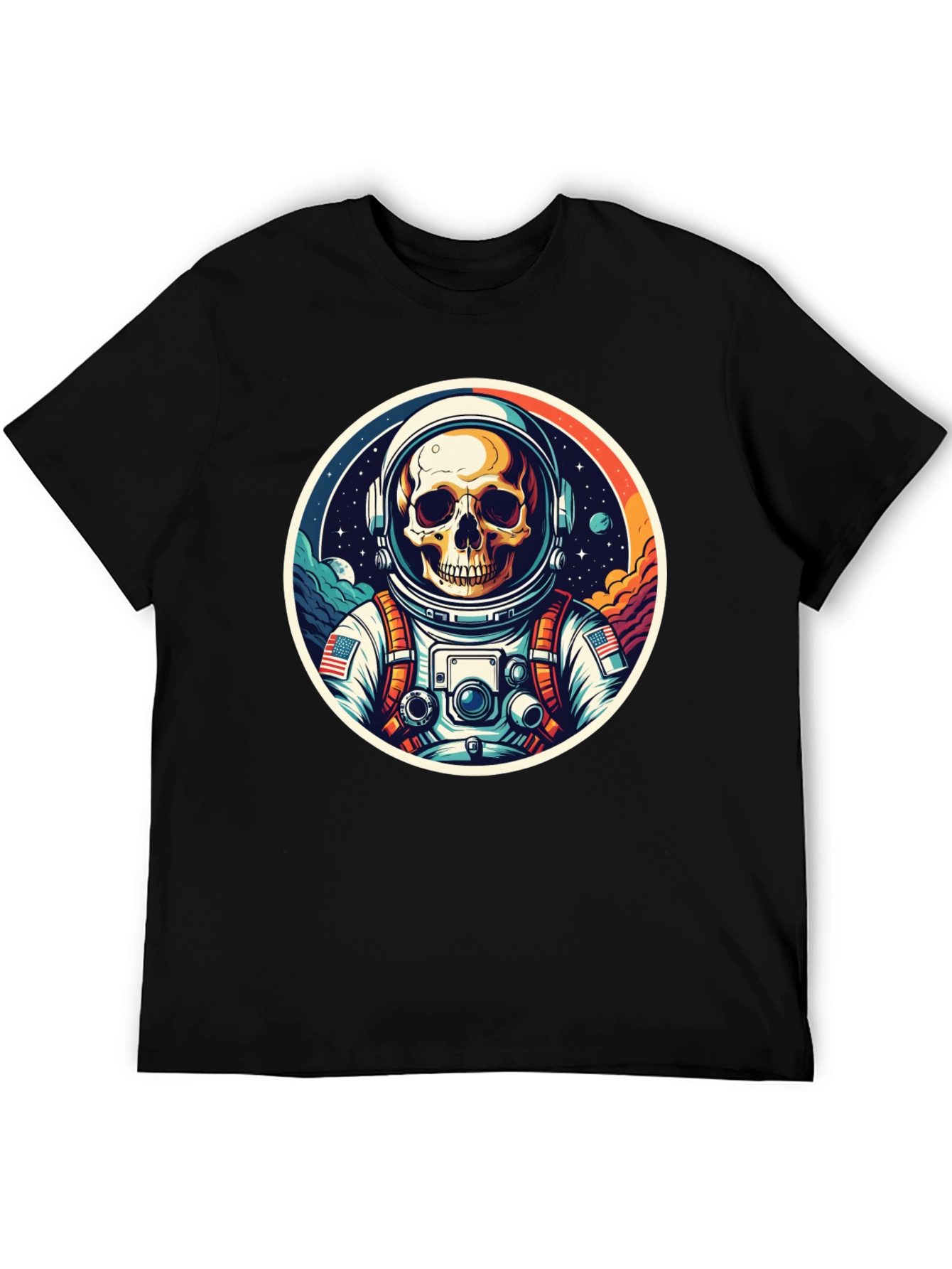 Black Astronaut Skull Black T-Shirt view 5