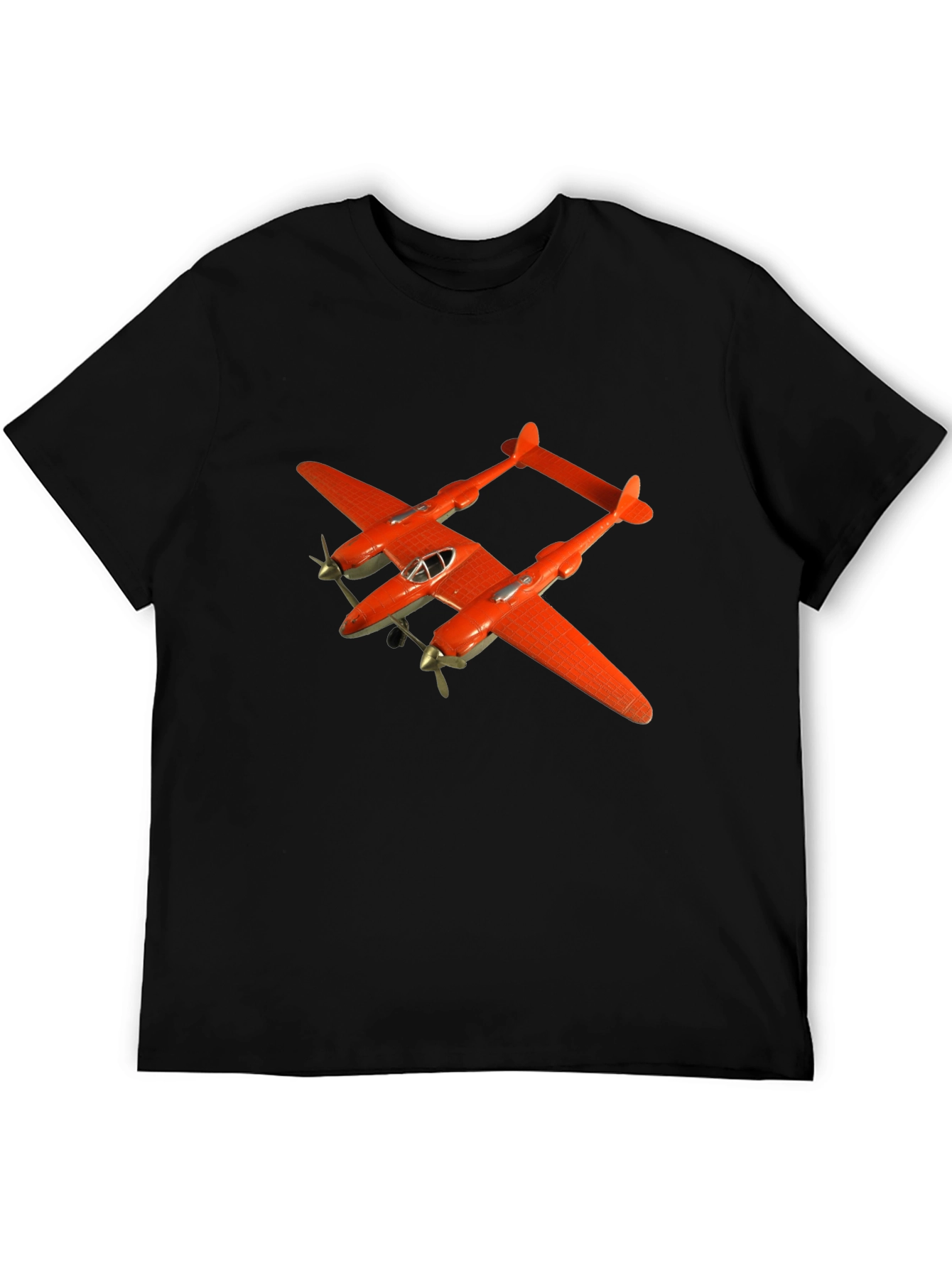 Black Retro Plane T-Shirt - Black Cotton Tee view 5