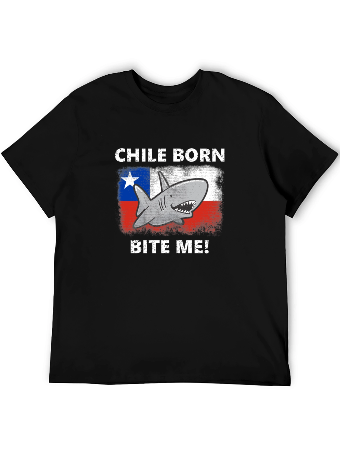 Black Chile Born Shark Bite Me! Graphic T-Shirt view 5