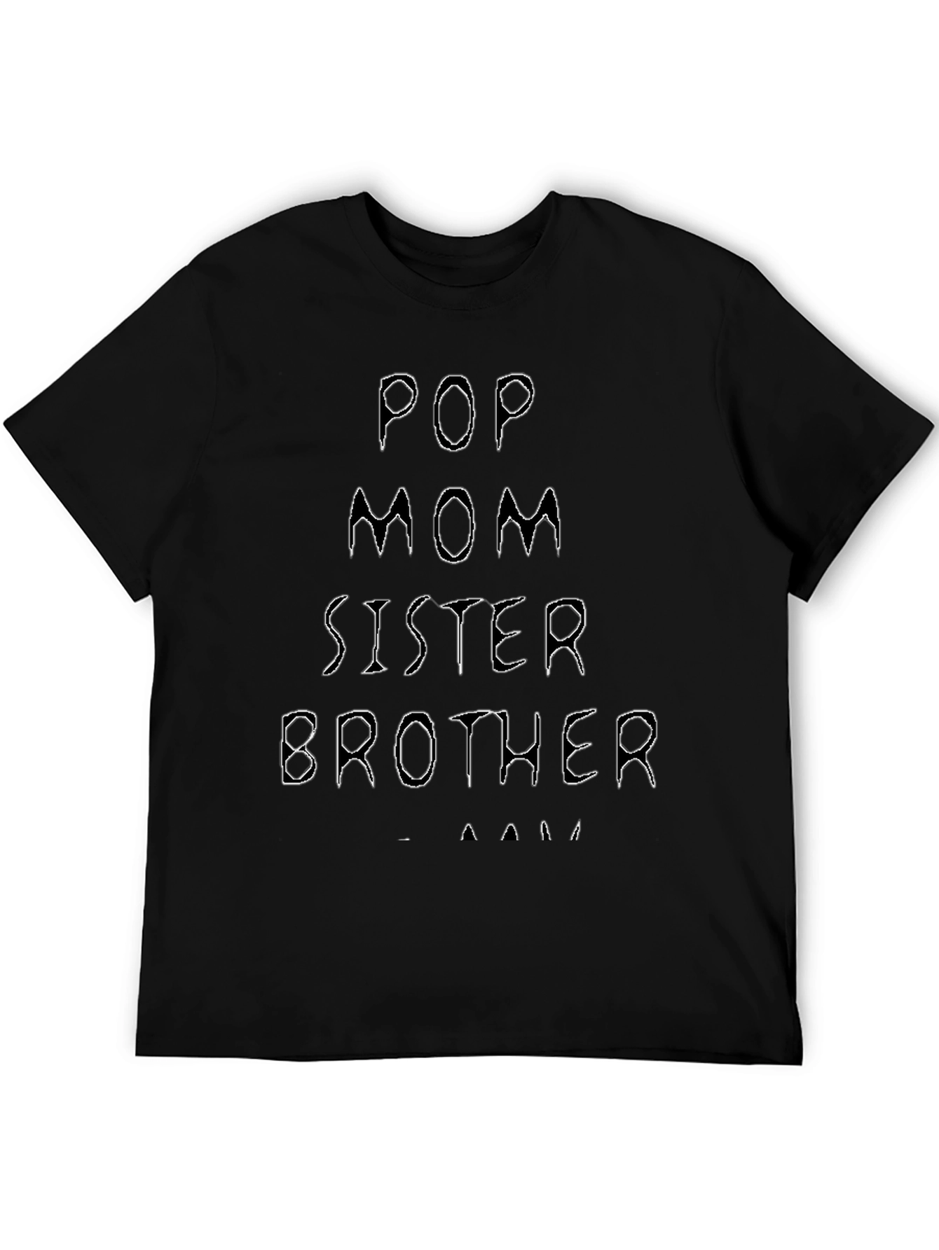Black Family Tee: Pop, Mom, Sister, Brother - Unisex Black T-Shirt view 5