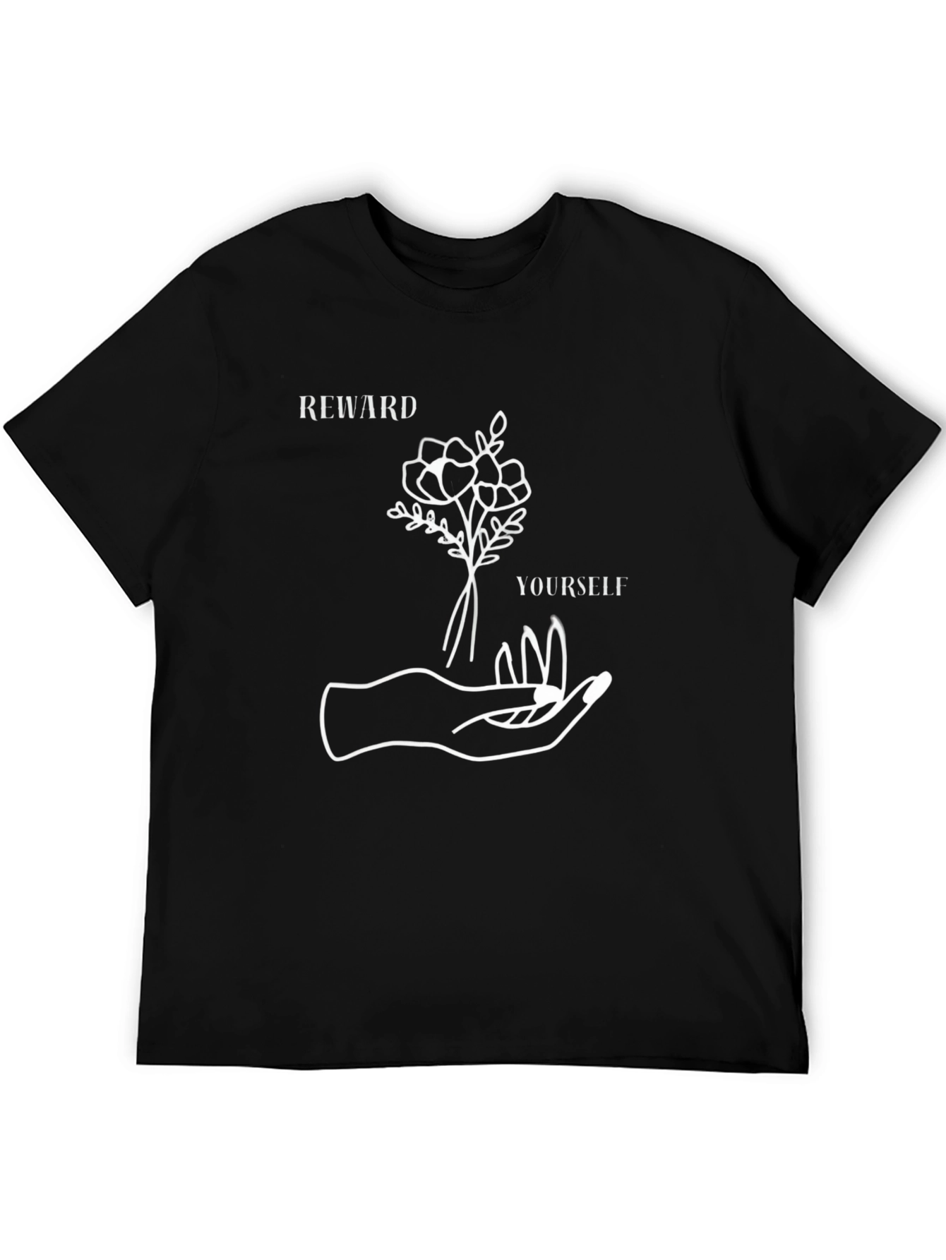 Black Reward Yourself Graphic Tee - Black Cotton Casual T-Shirt view 5