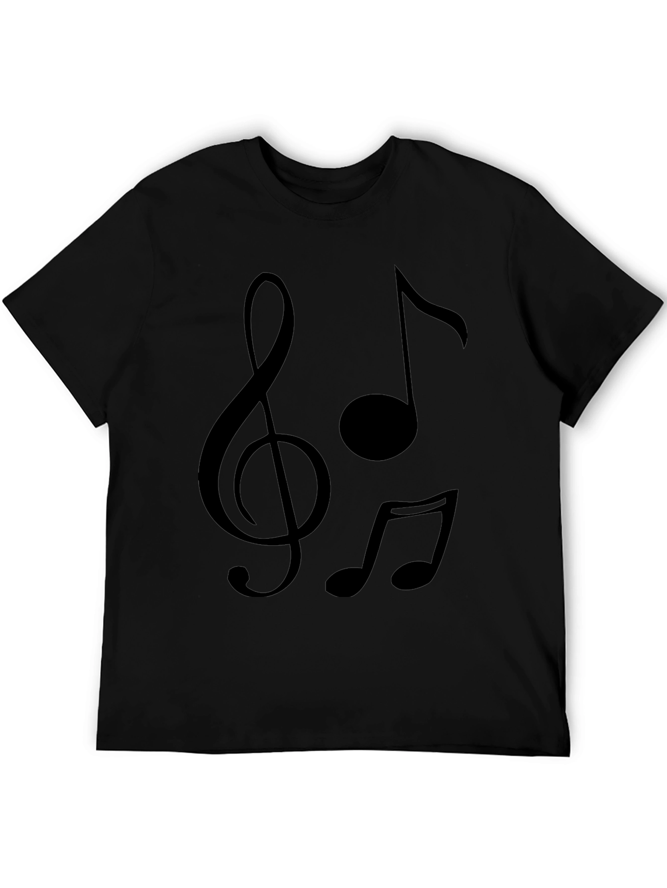 Black Musical Notes Graphic T-Shirt - Black Crew Neck Tee view 5