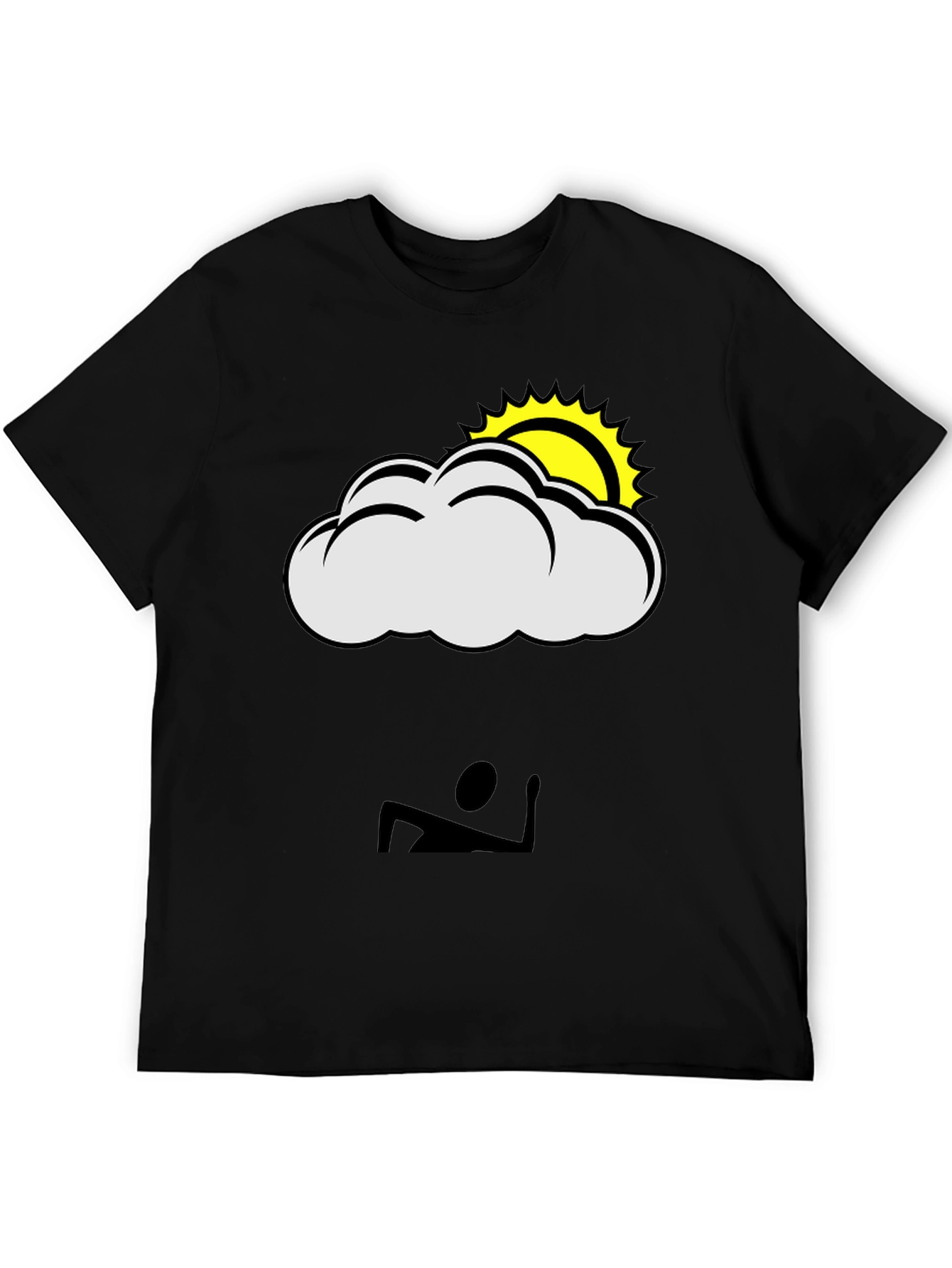 Black Cloud & Sun Graphic T-Shirt - Black Casual Tee view 5