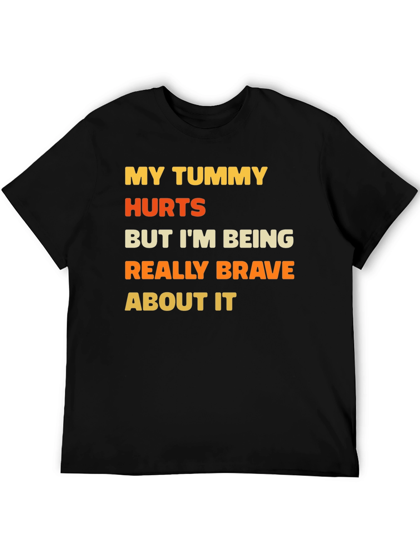 Black Funny Tummy Hurts Brave Graphic Tee view 5