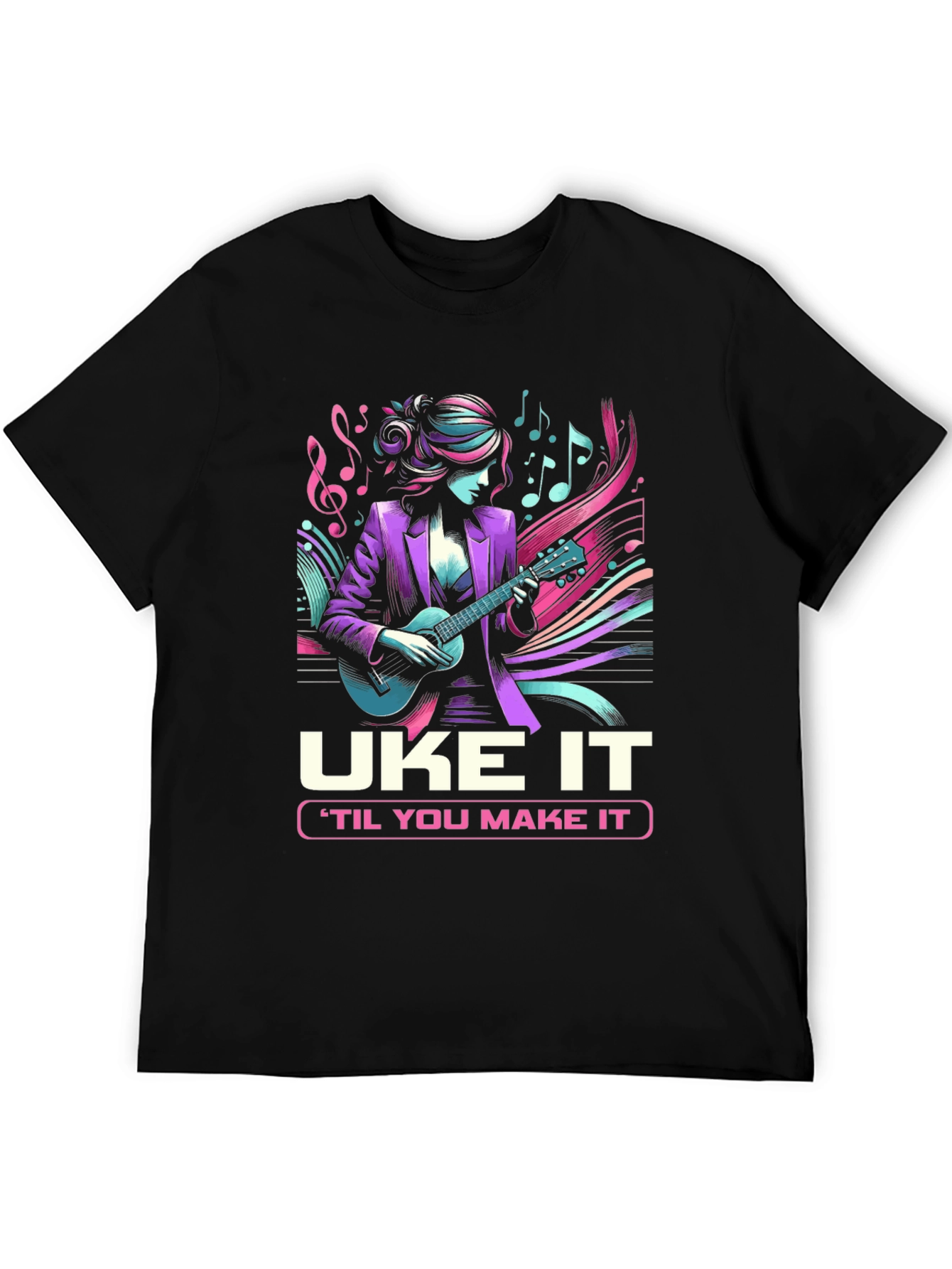 Black Uke It 'Til You Make It Graphic Tee view 5