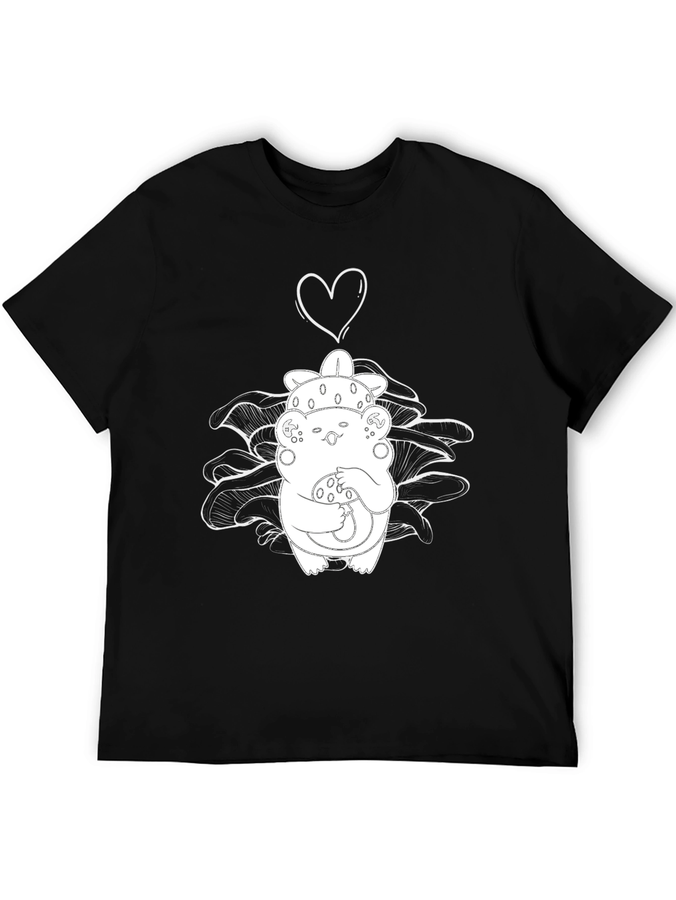 Black Mushroom Love Graphic Tee - Black Cotton Blend T-Shirt view 5