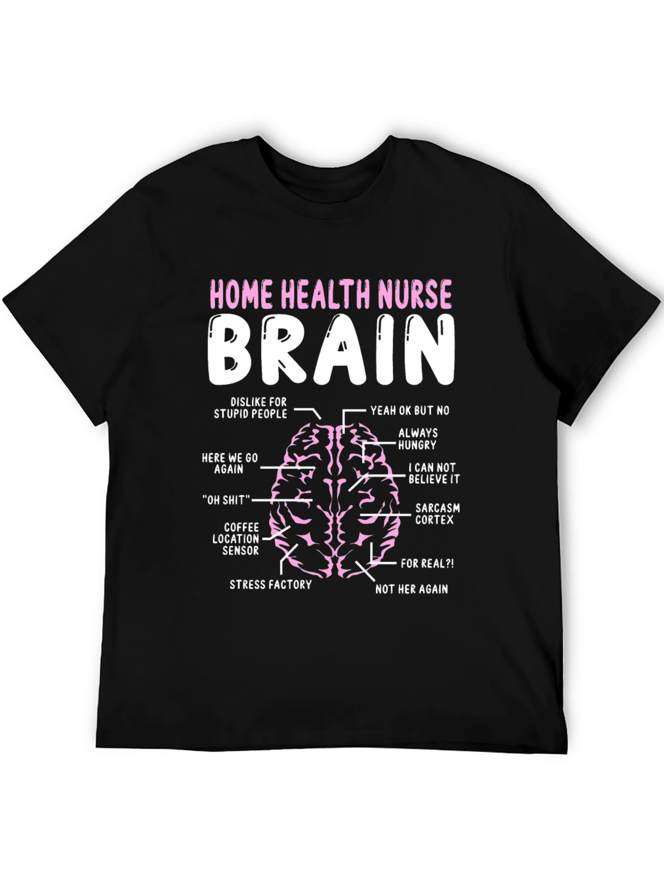 Black Home Health Nurse Brain T-Shirt Funny Nurse Gift view 5