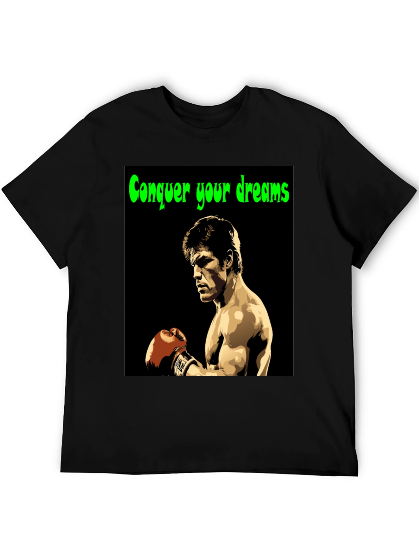 Black Conquer Your Dreams T-Shirt Boxing Legend Graphic Tee view 5
