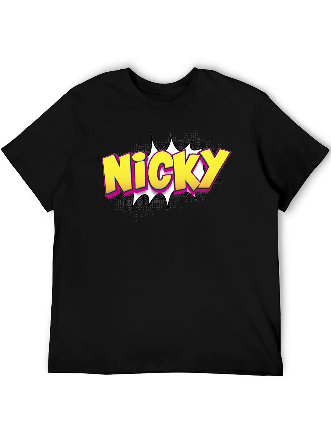 Black Nicky Comic Style Graphic Tee - Black view 5
