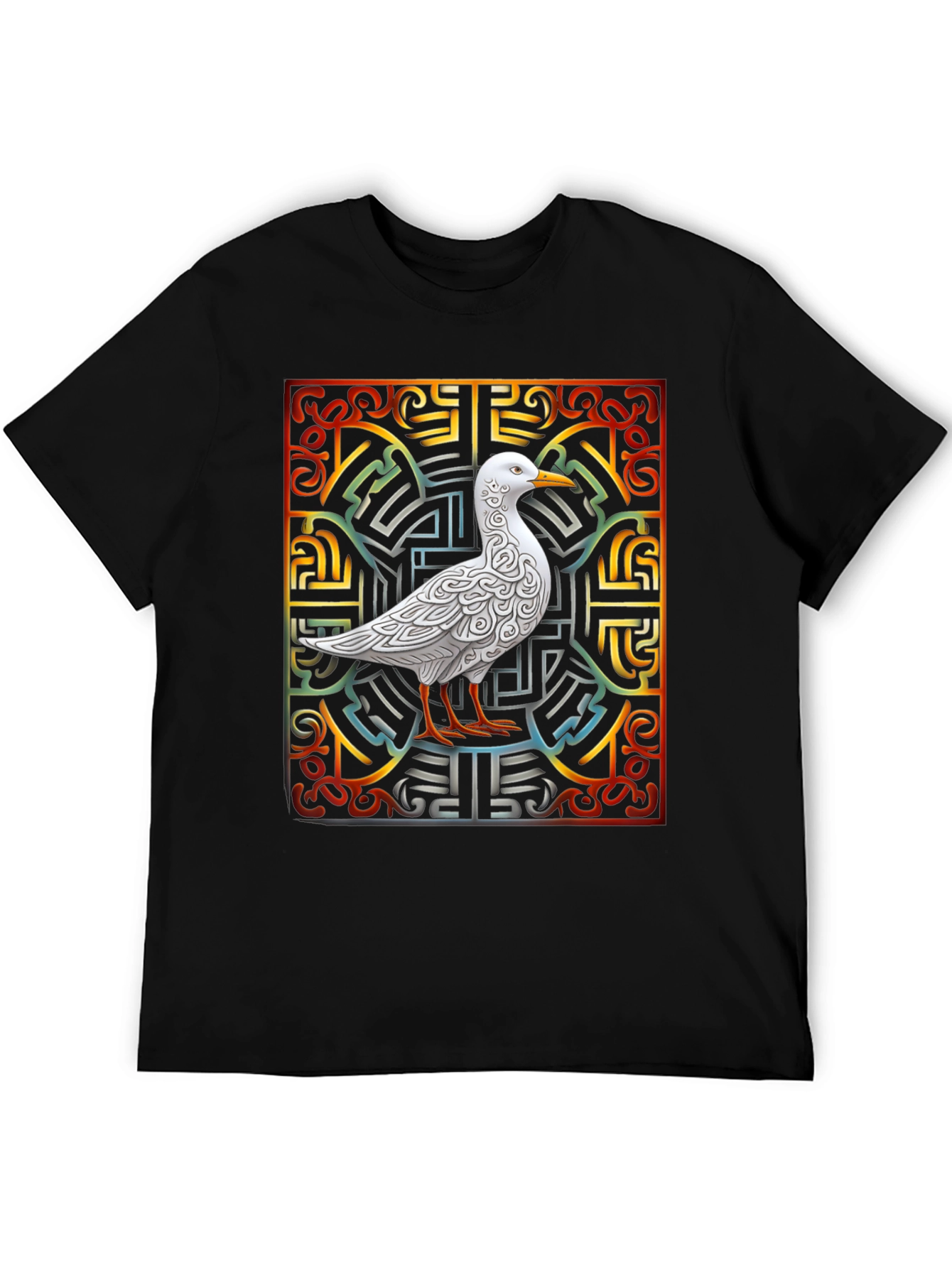 Black Ornate Bird Graphic Tee - Unique Design view 5