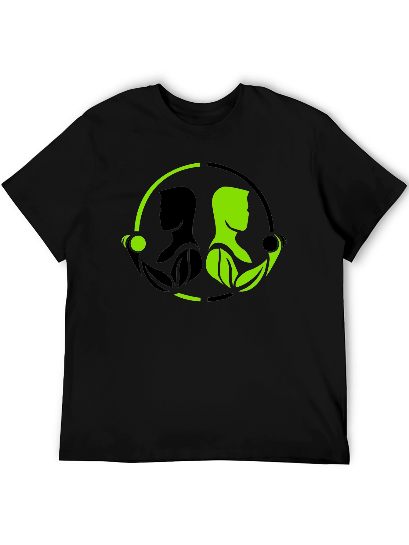 Black Nature Gym T-Shirt - Black Green Yin Yang Fitness view 5