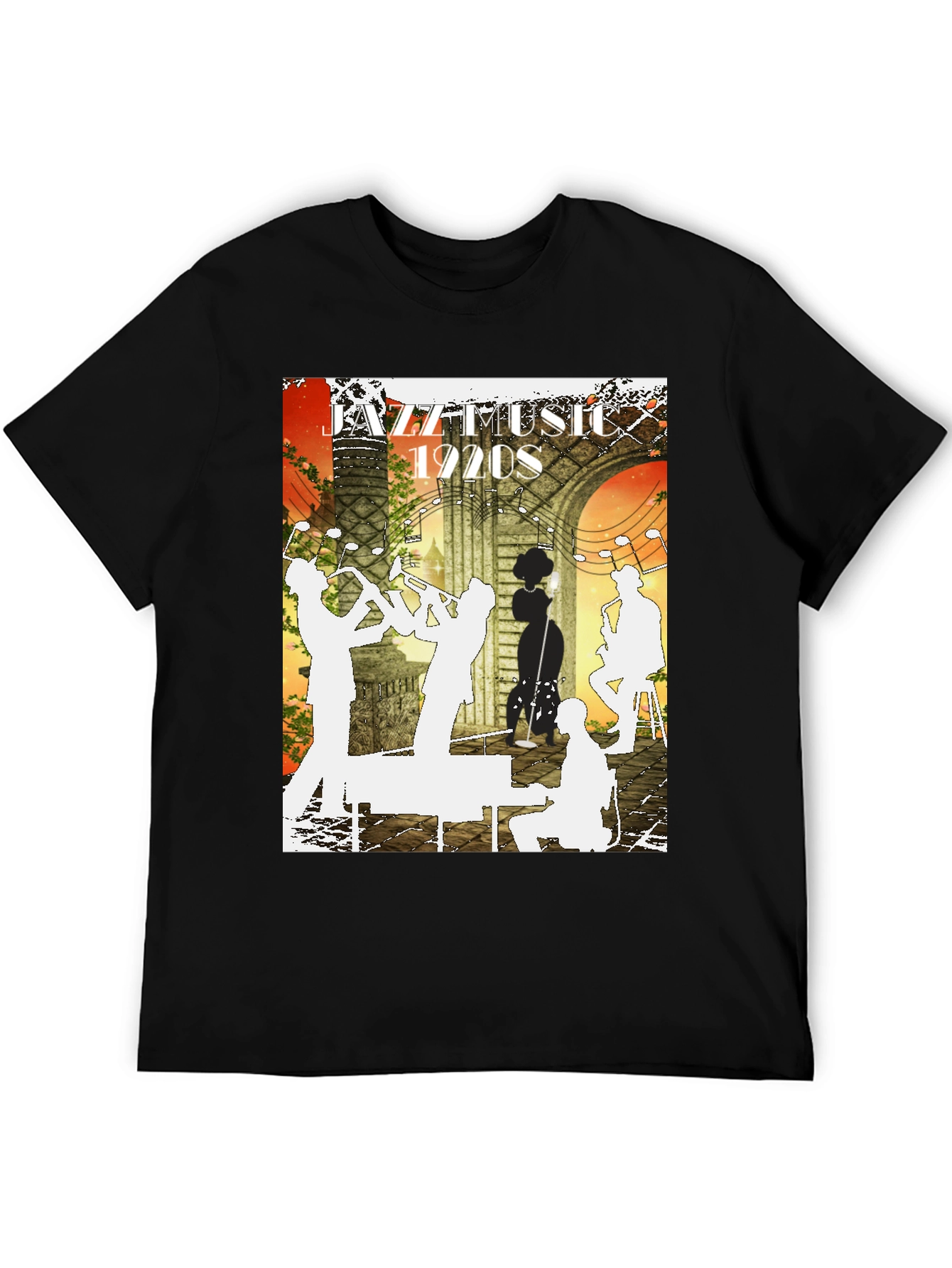 Black Jazz Music 1920s Graphic Tee view 5