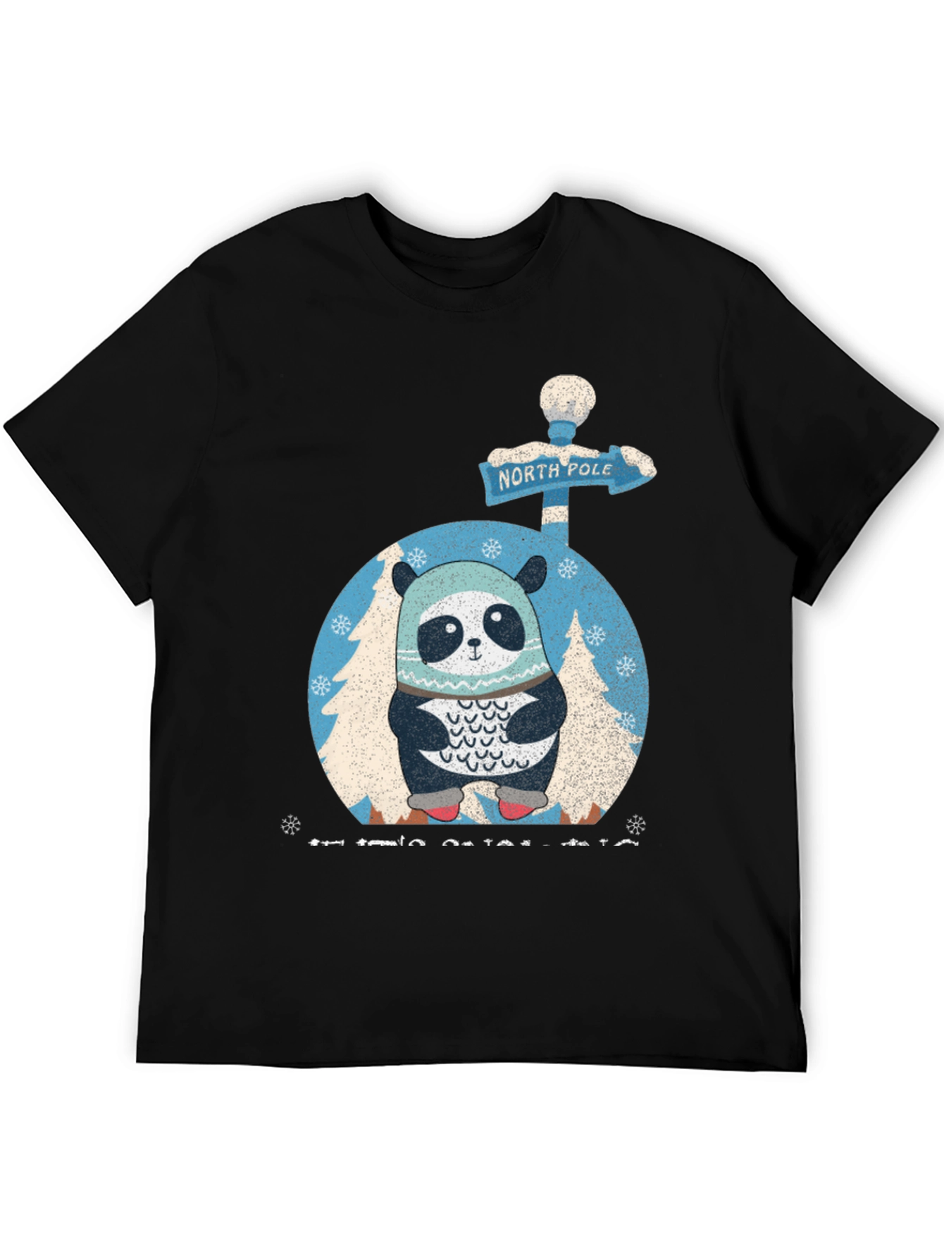 Black Winter Panda Graphic Tee view 5