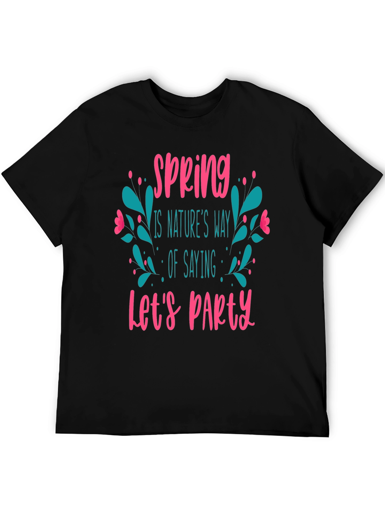 Black Spring Let's Party Black Graphic T-Shirt view 5