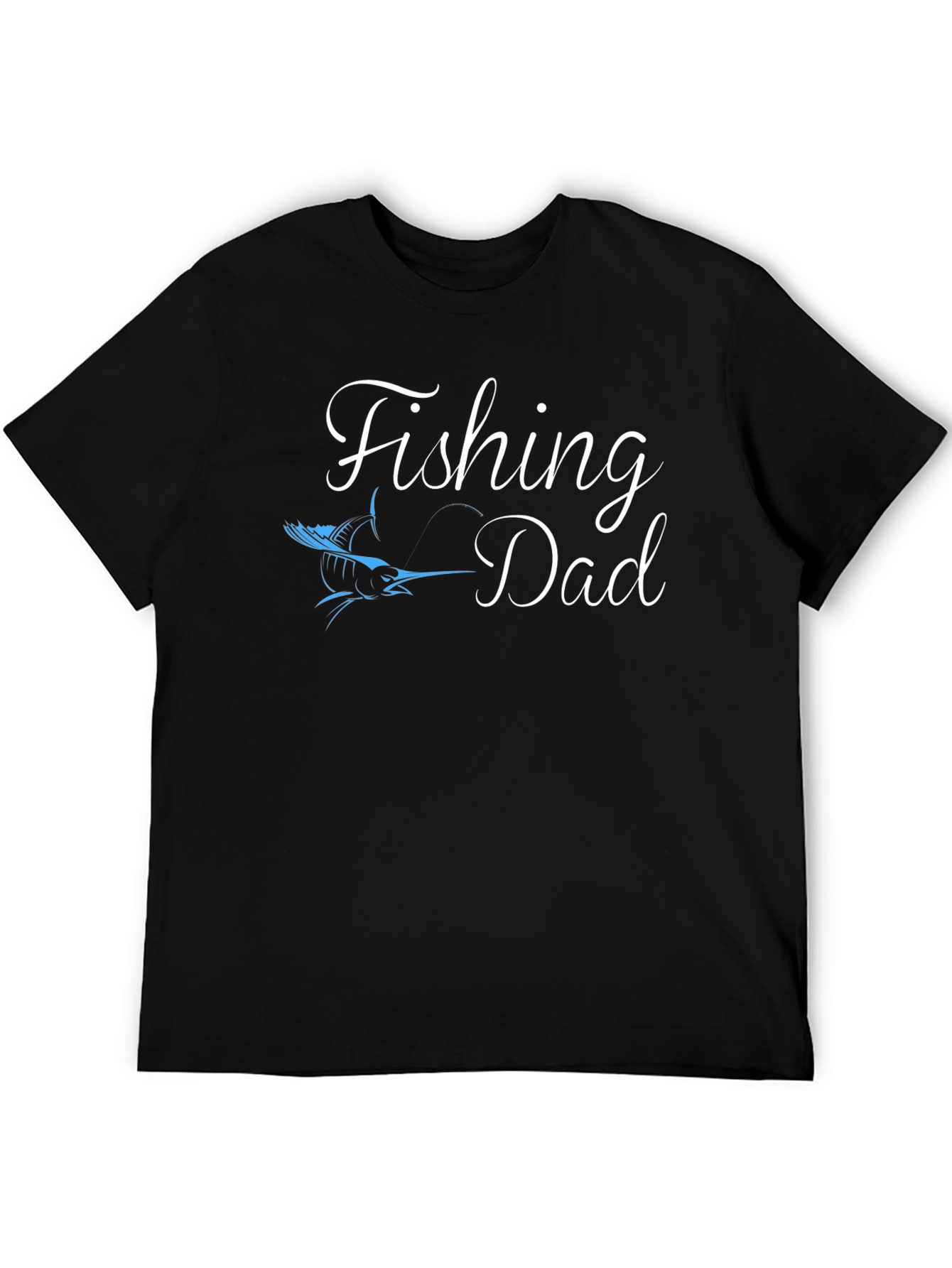 Black Fishing Dad T-Shirt - Black Tee with Fish Graphic view 5