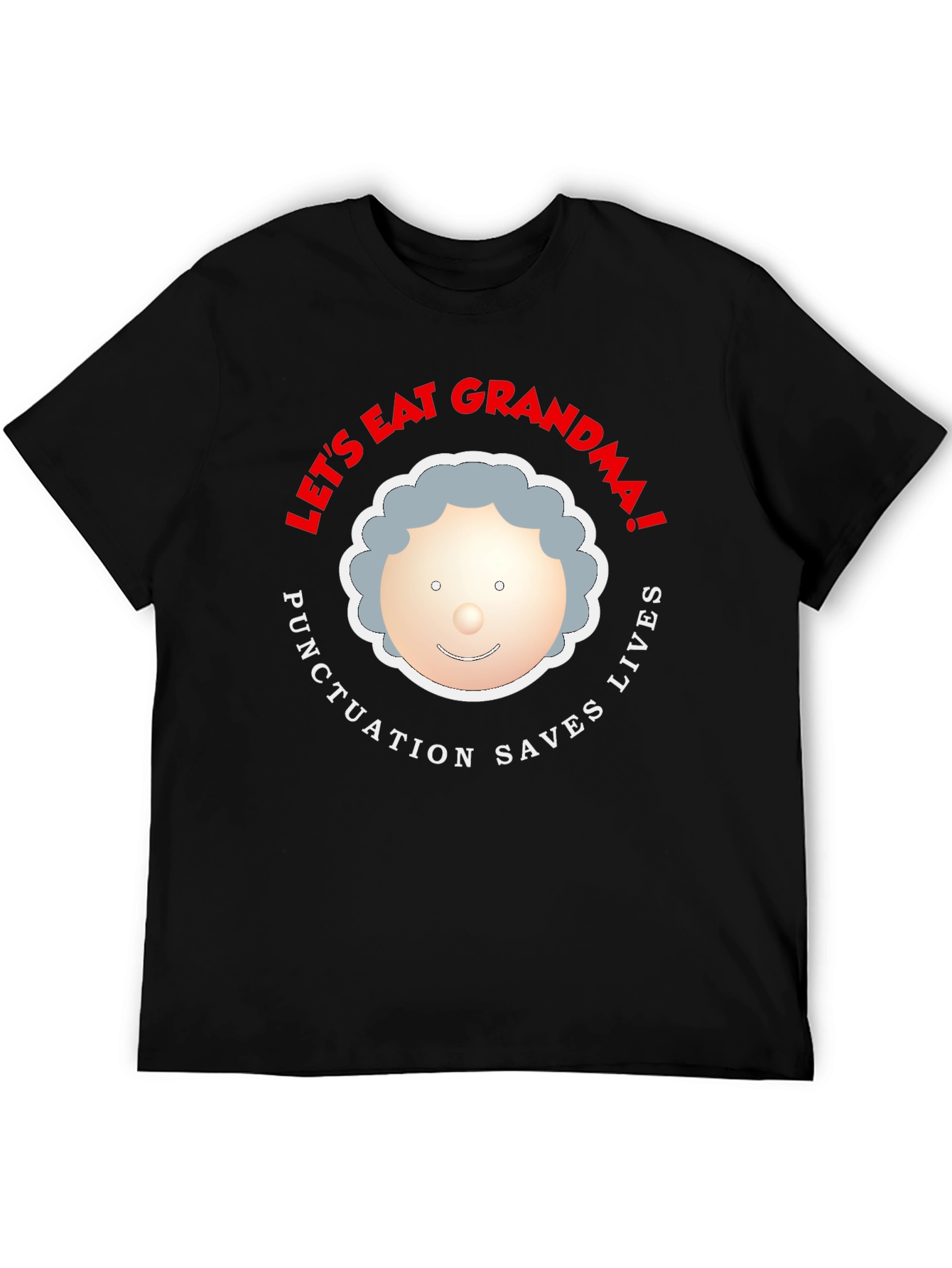 Black Let's Eat Grandma Funny Punctuation T-Shirt view 5