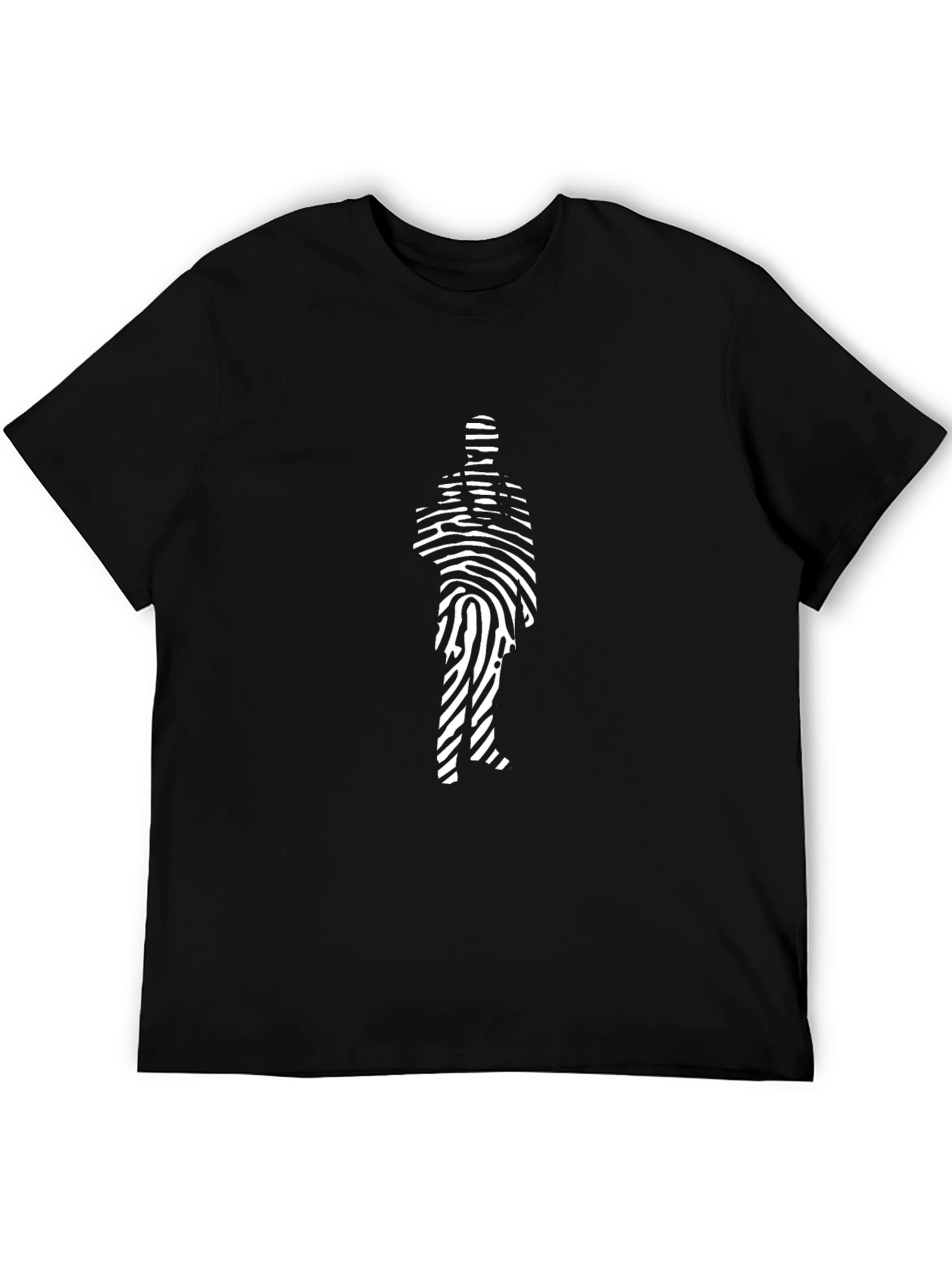 Black Fingerprint Silhouette Black T-Shirt view 5