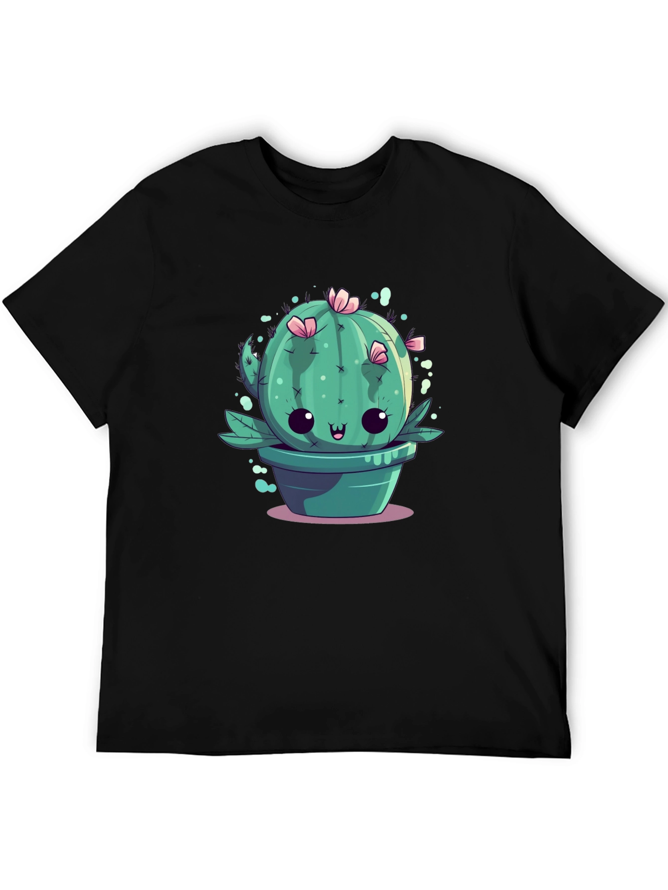 Black Kawaii Cactus Tee - Cute Plant Graphic T-Shirt view 5