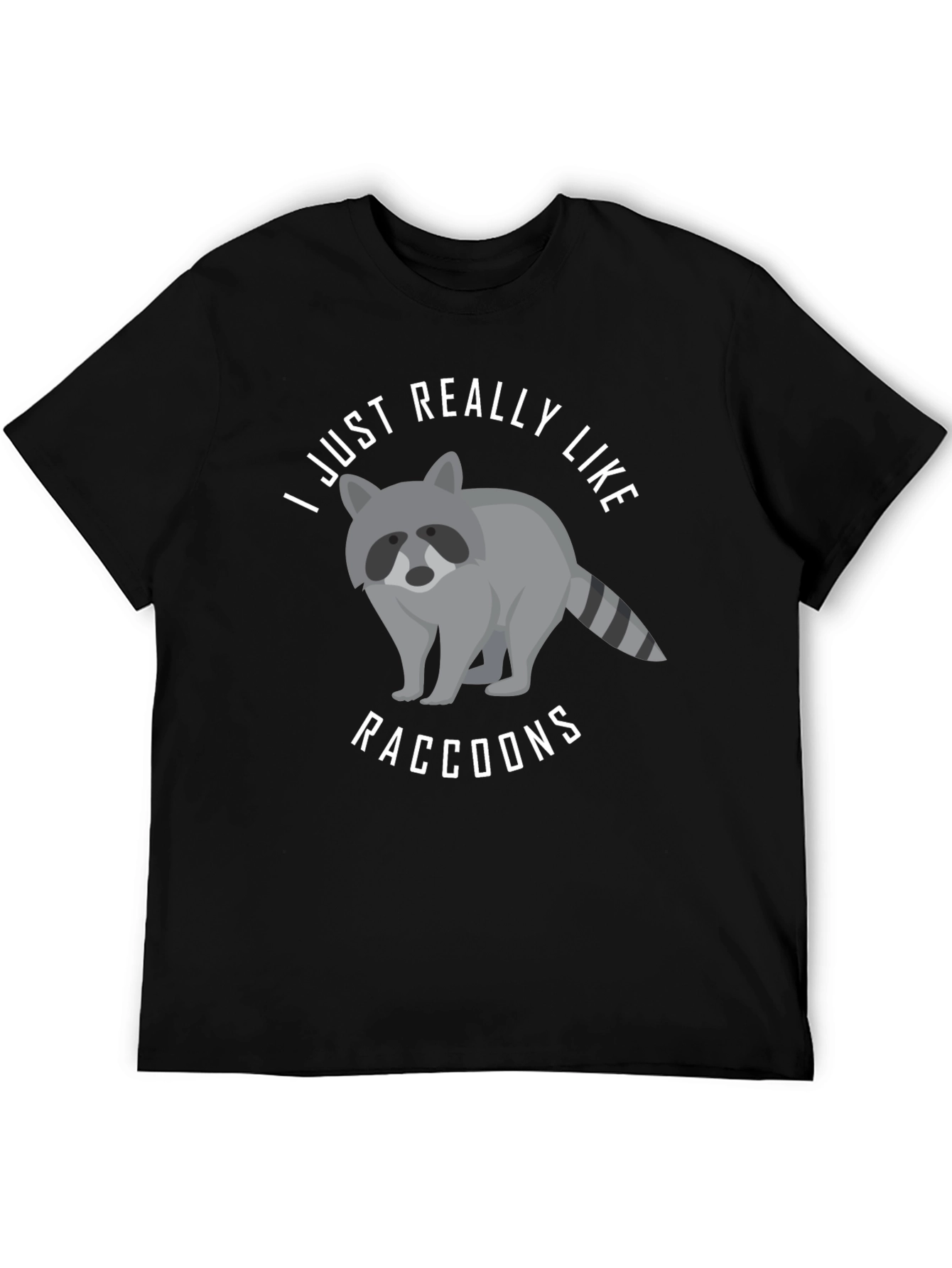 Black I Just Really Like Raccoons Graphic T-Shirt view 5