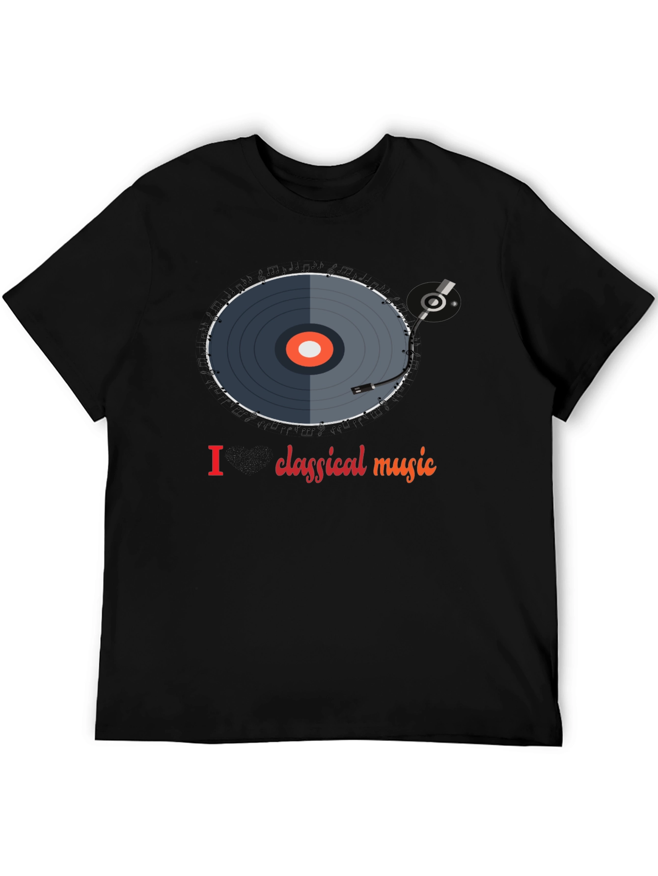 Black I Love Classical Music Vinyl Record Graphic Tee view 5