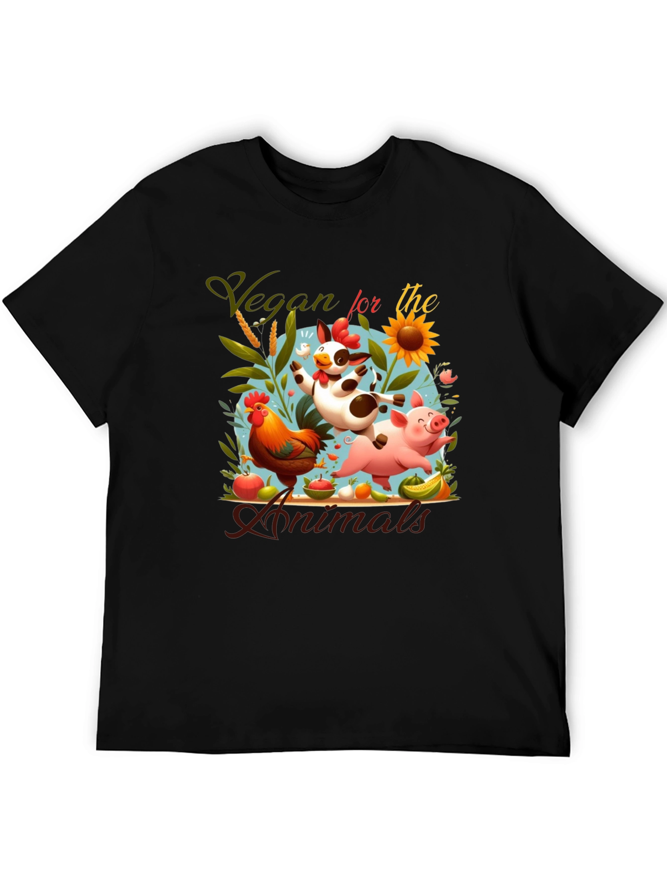 Black Vegan for the Animals Graphic Tee view 5
