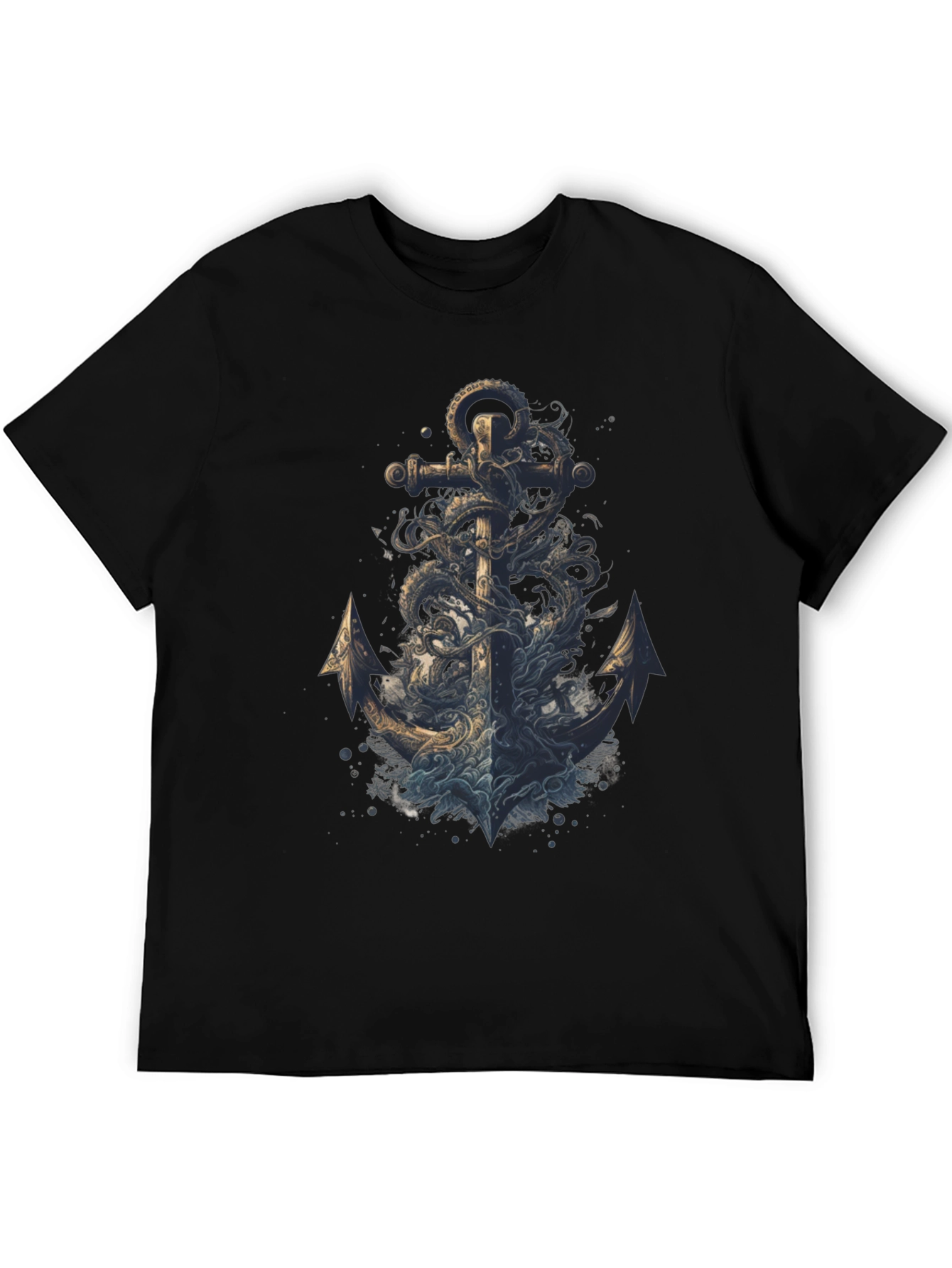 Black Anchor Octopus Graphic Tee - Men's Black T-Shirt view 5