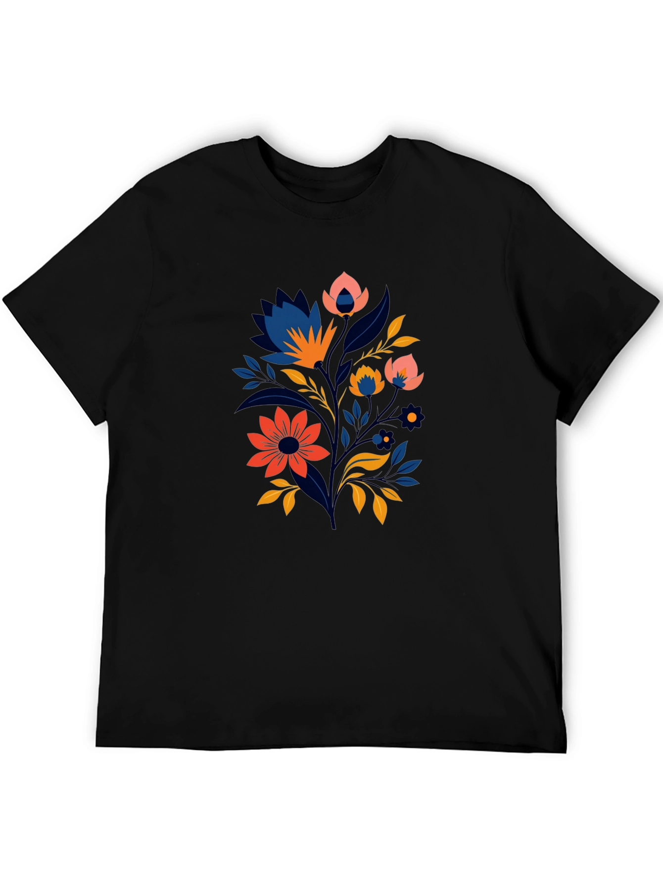 Black Floral Graphic Tee - Stylish Men's Black T-Shirt view 5