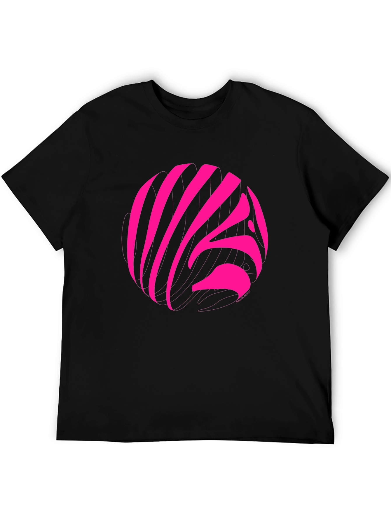 Black Vibrant Pink Zebra Print Crew Neck T-Shirt view 5