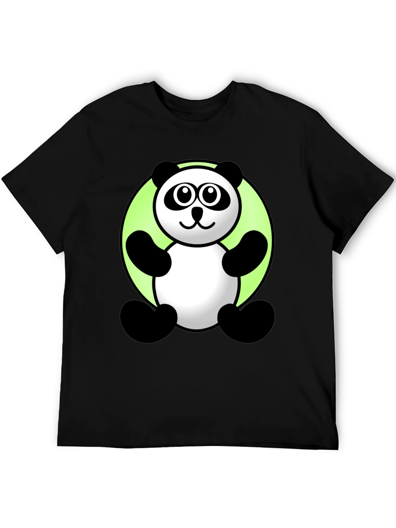 Black Cute Cartoon Panda Graphic Tee - Black T-Shirt view 5