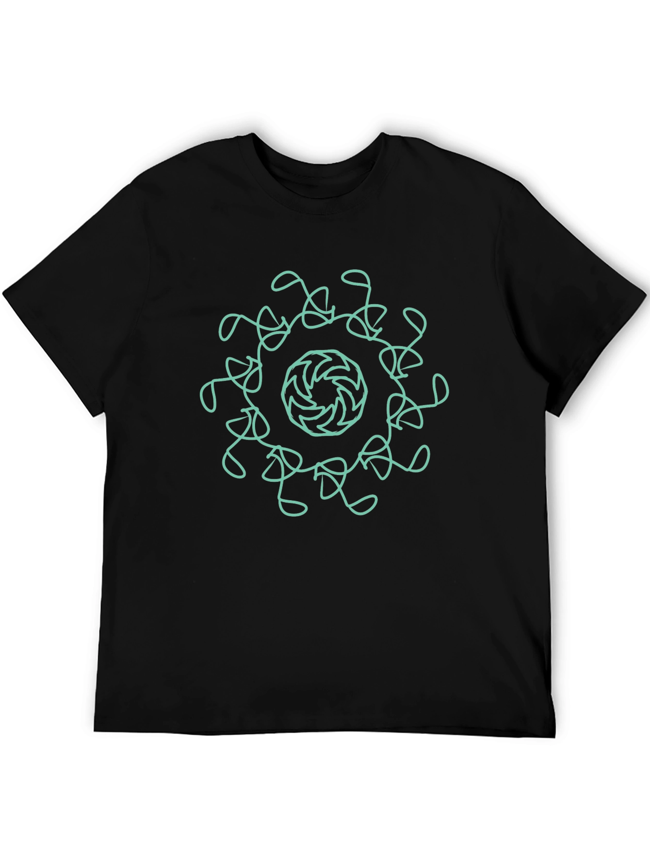 Black Abstract Mandala Graphic Black Tee view 5