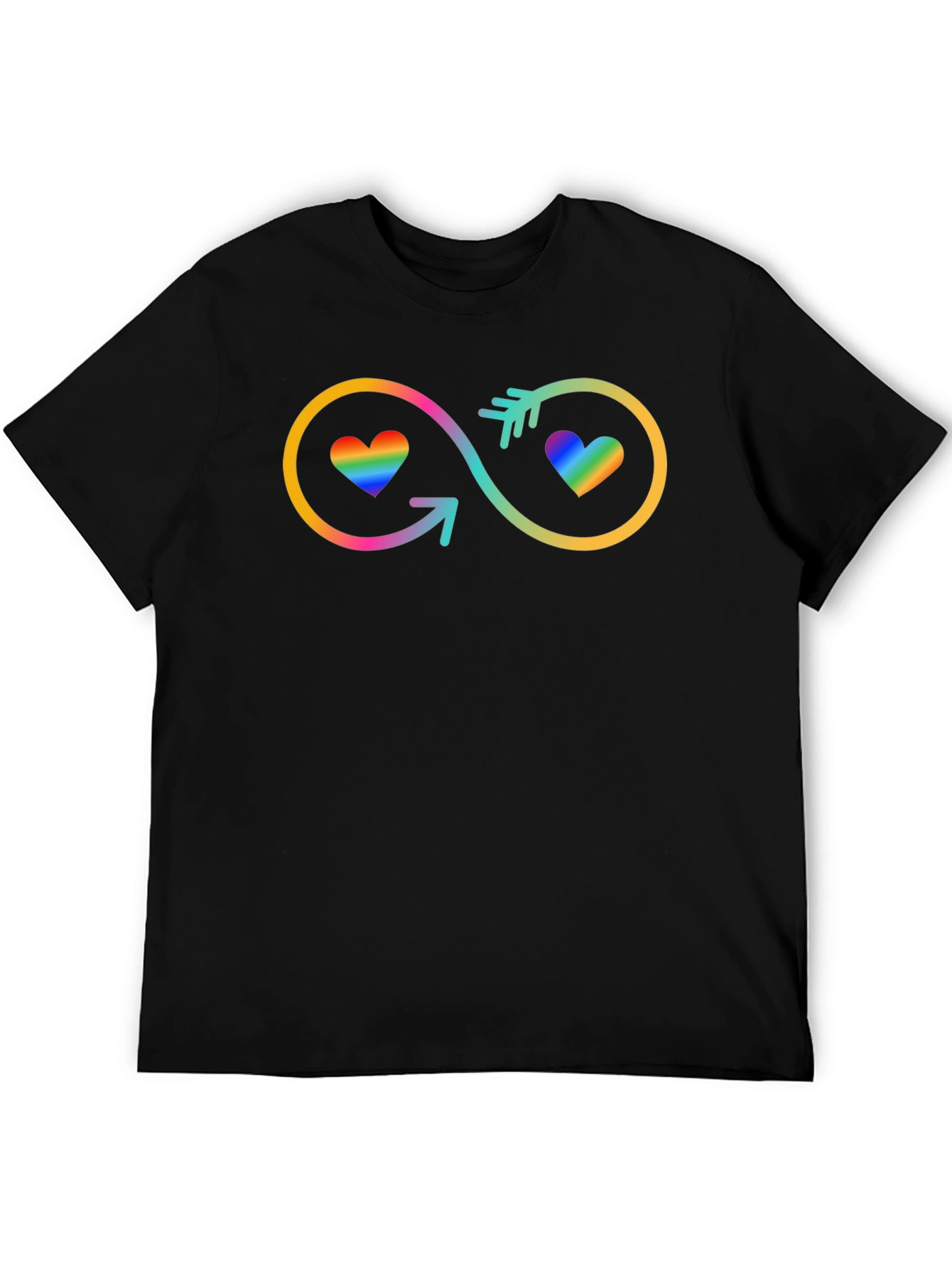 Black LGBTQ+ Rainbow Heart Infinity Symbol Tee view 5
