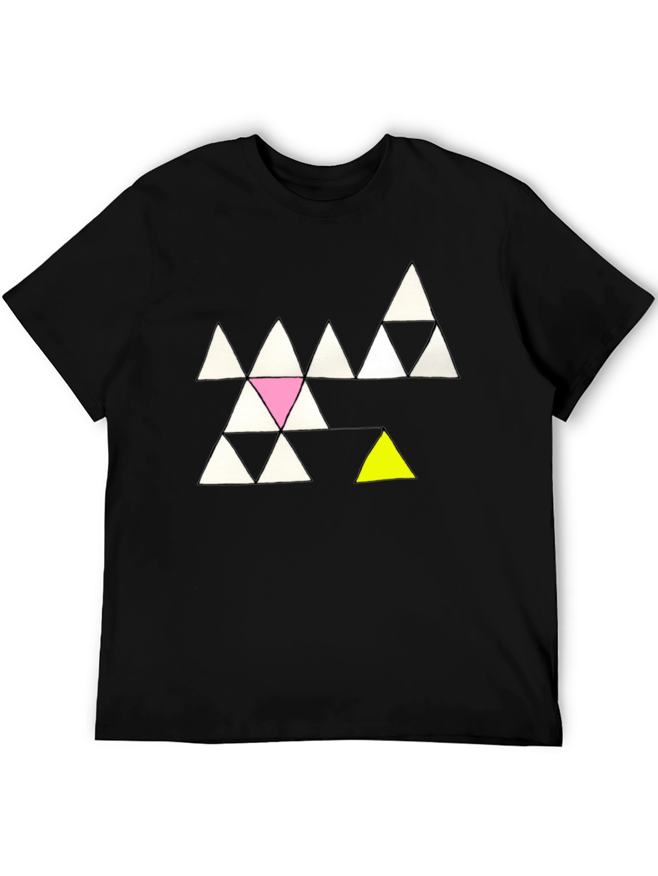 Black Geometric Triangle Pattern Tee - Unique Design, Soft Cotton view 5