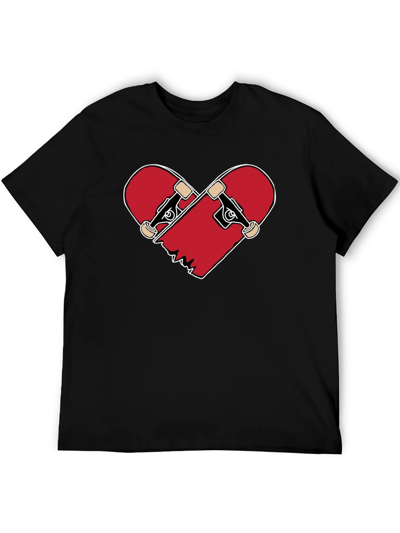 Black Heart Broken Skateboard T-Shirt - Black Crew Neck Tee view 5