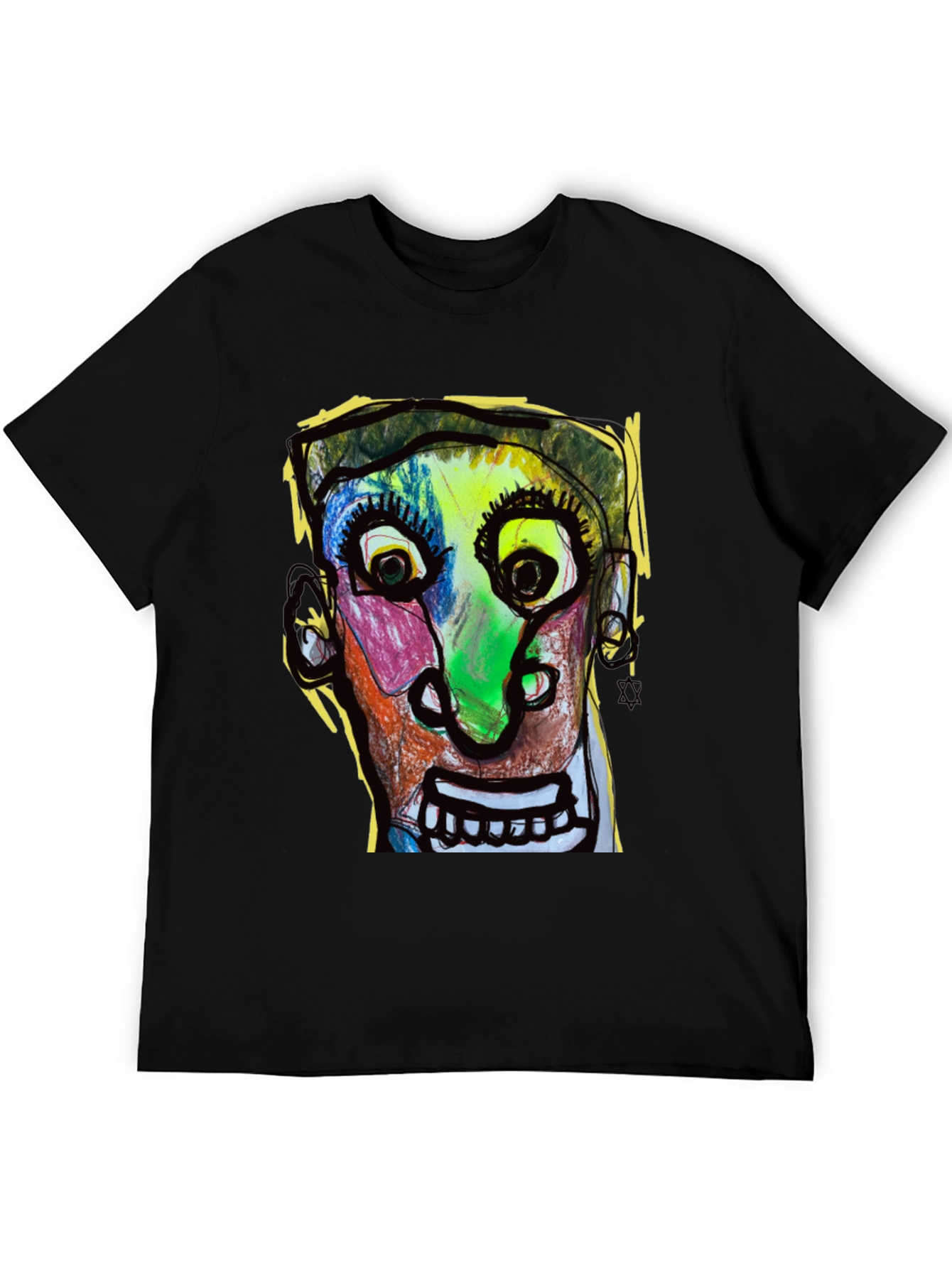 Black Abstract Face Graphic T-Shirt - Unique Art Tee view 5