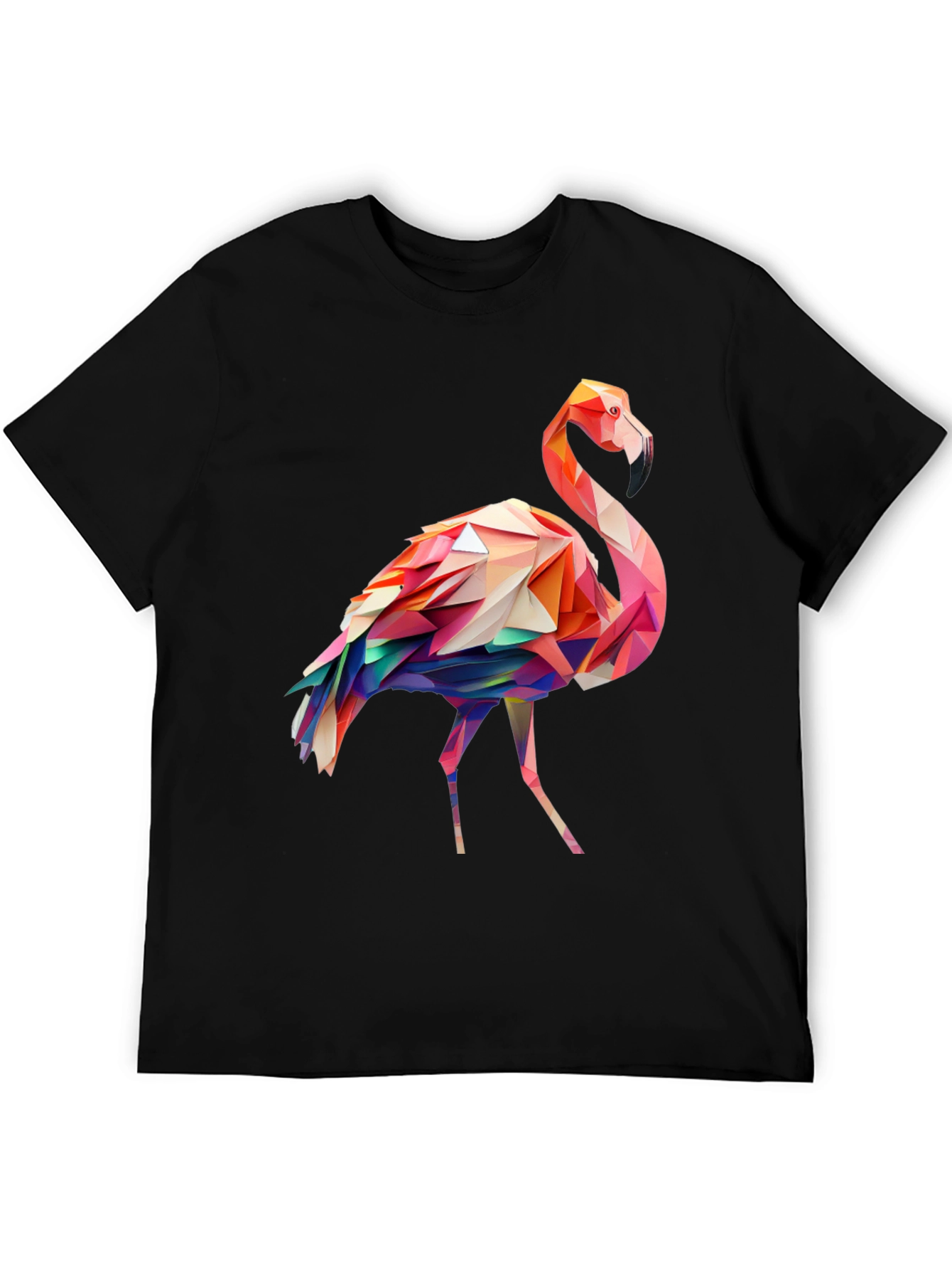 Black Geometric Flamingo Graphic Tee view 5