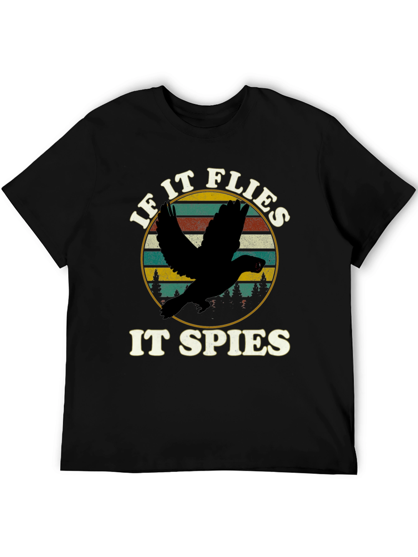 Black If It Flies It Spies T-Shirt view 5