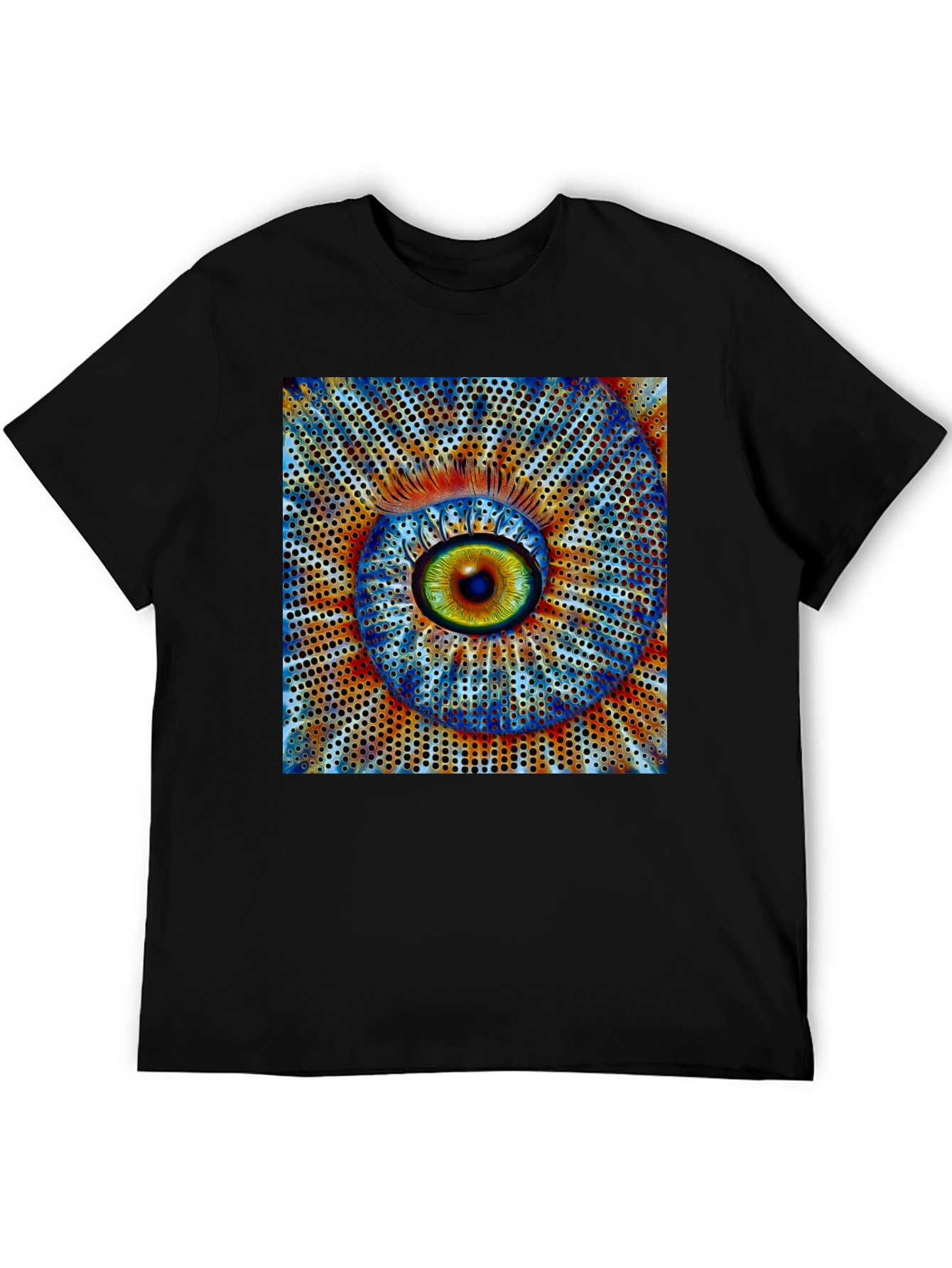 Black Surreal Eye Graphic Black T-Shirt view 5