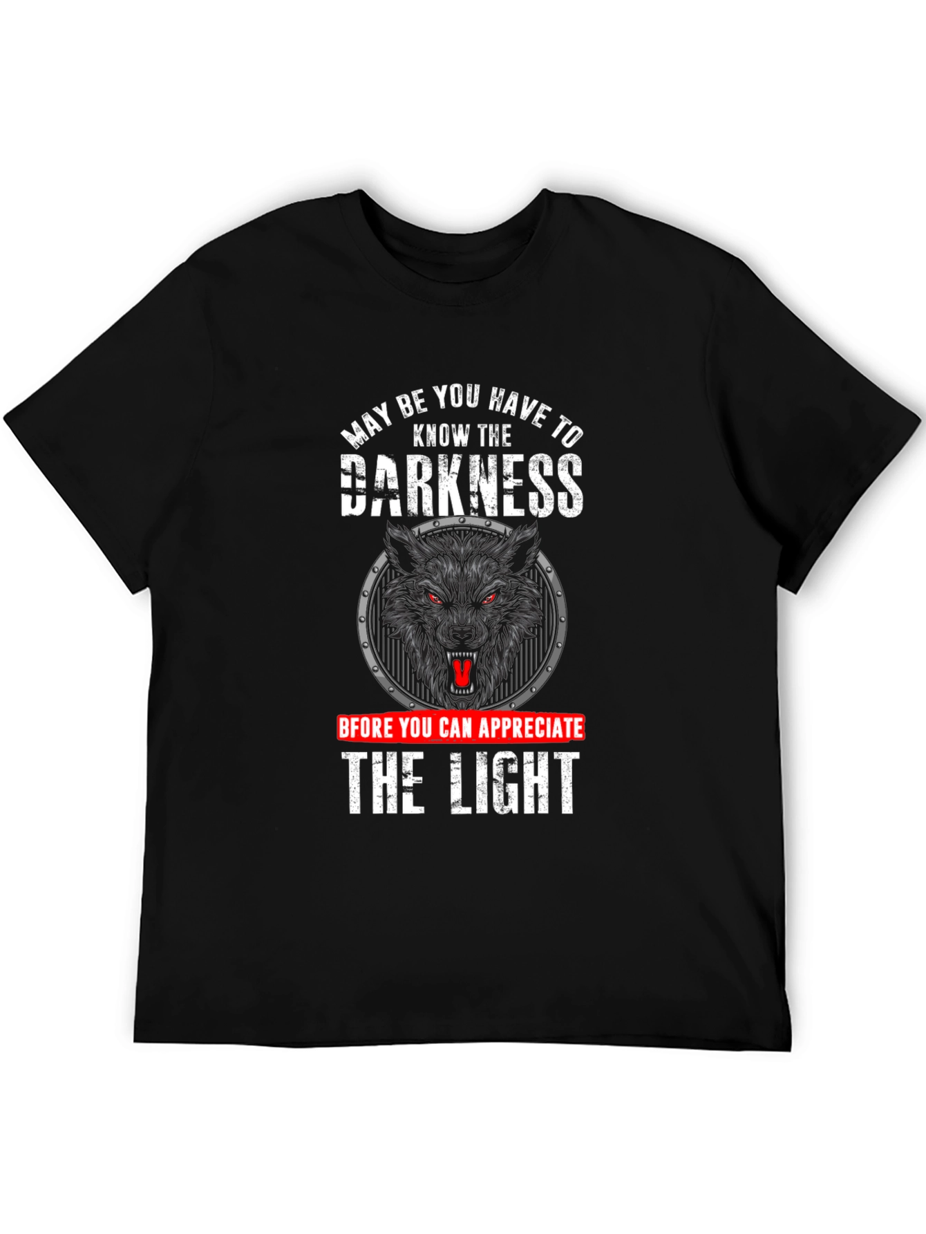 Black Darkness Wolf Graphic T-Shirt - Appreciate the Light view 5