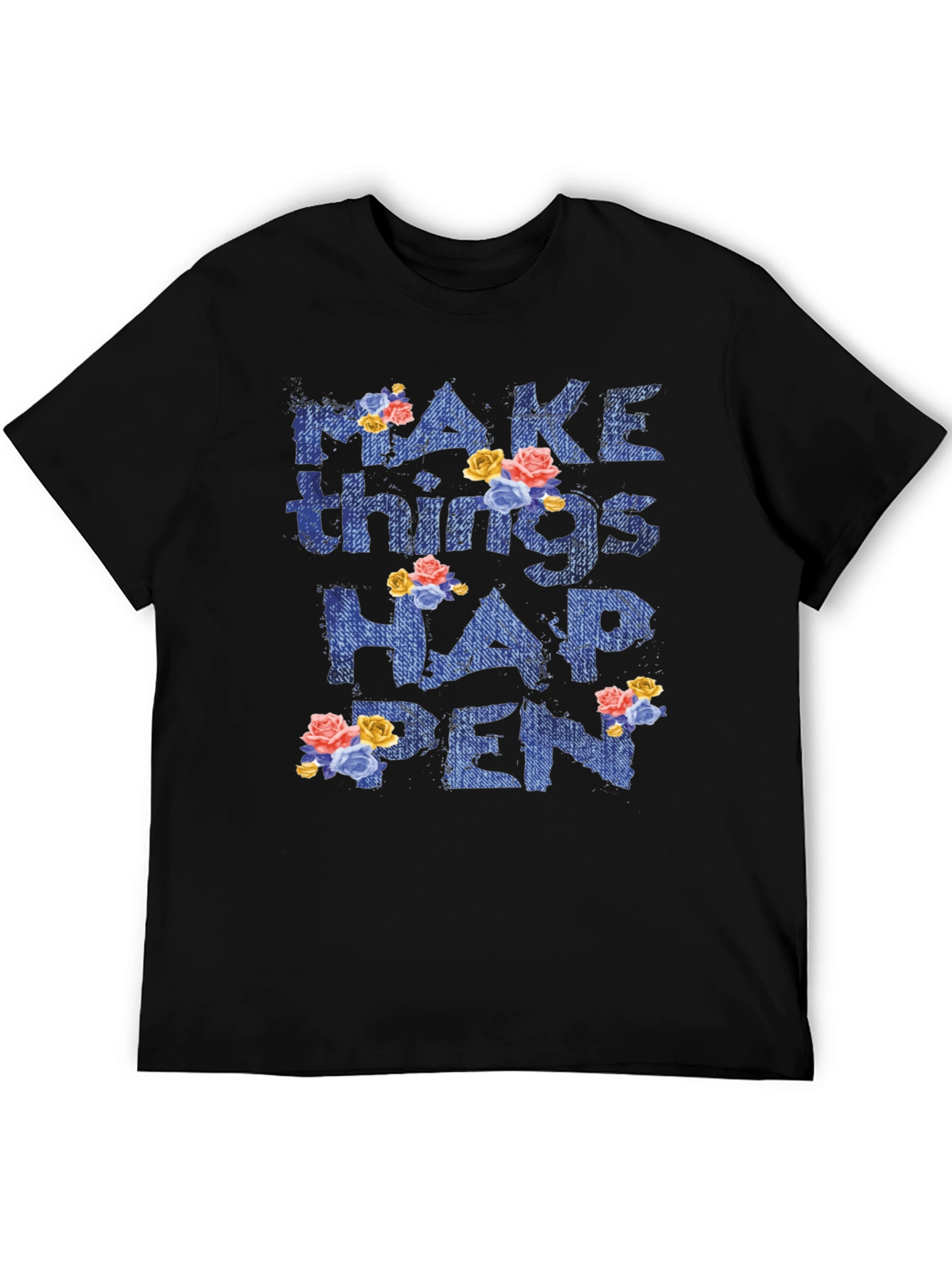 Black Floral 'Make Things Happen' Graphic Tee view 5