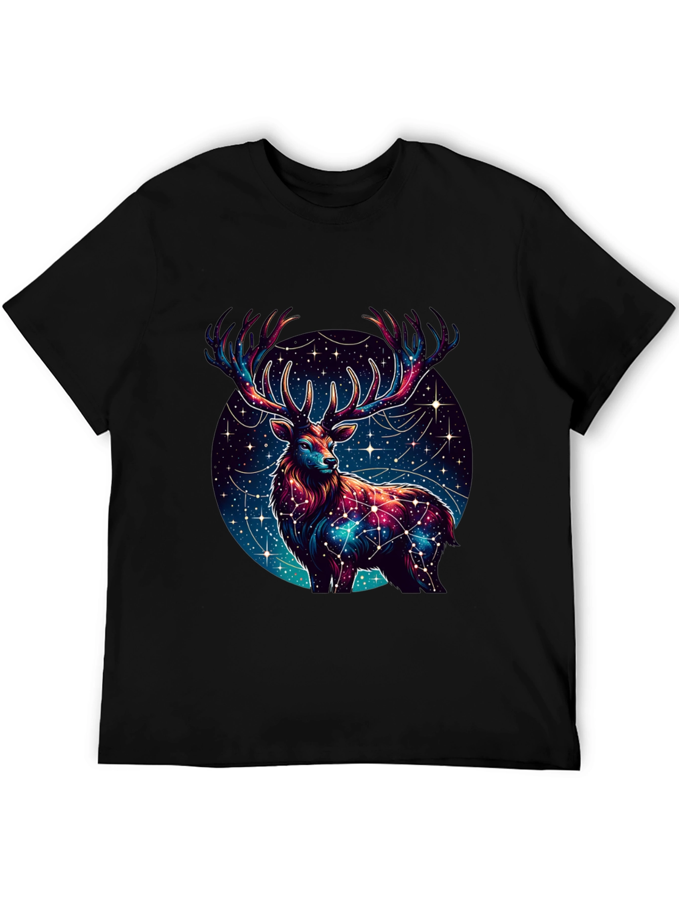 Black Cosmic Deer Graphic Tee - Black view 5
