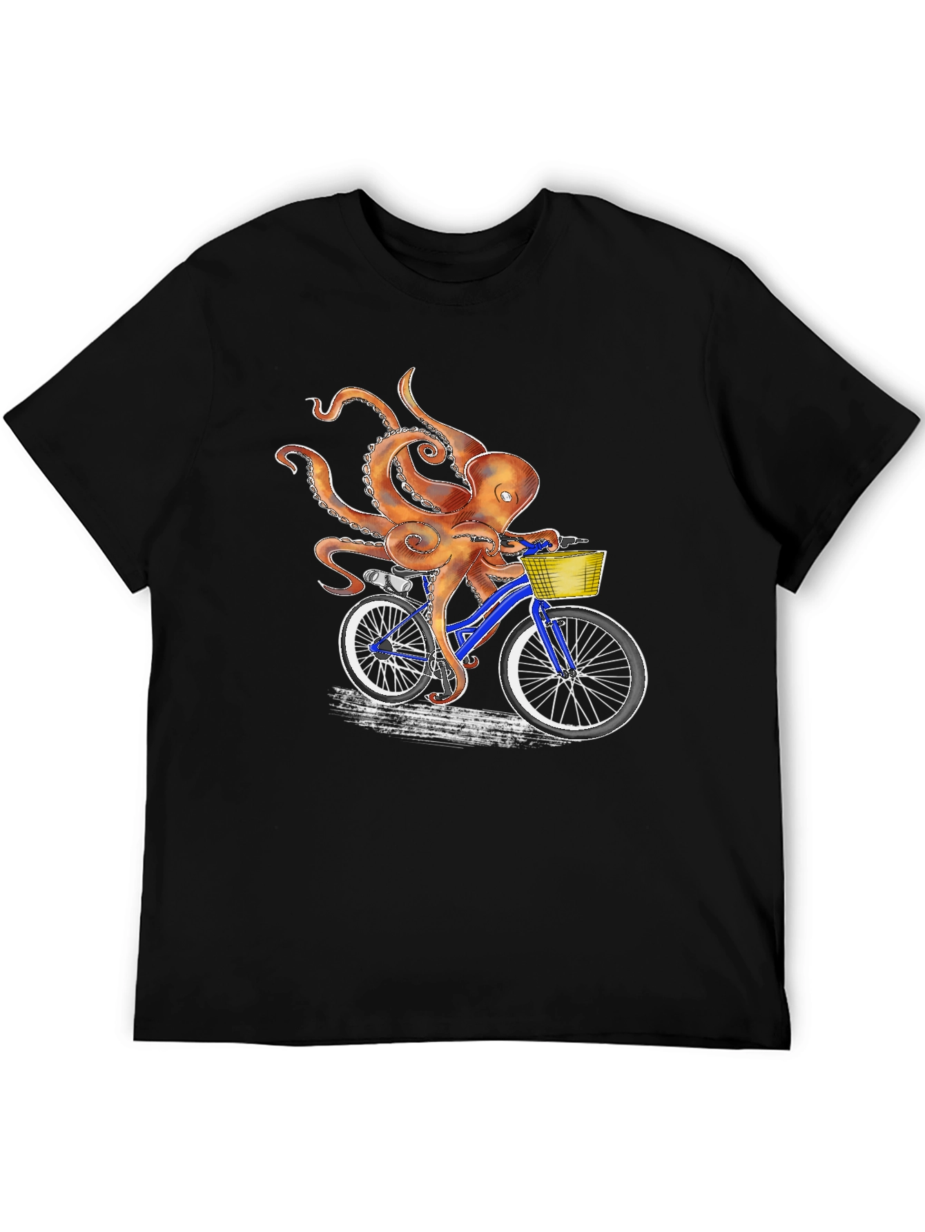 Black Octopus on Bike Graphic Tee - Unique & Fun T-Shirt view 5