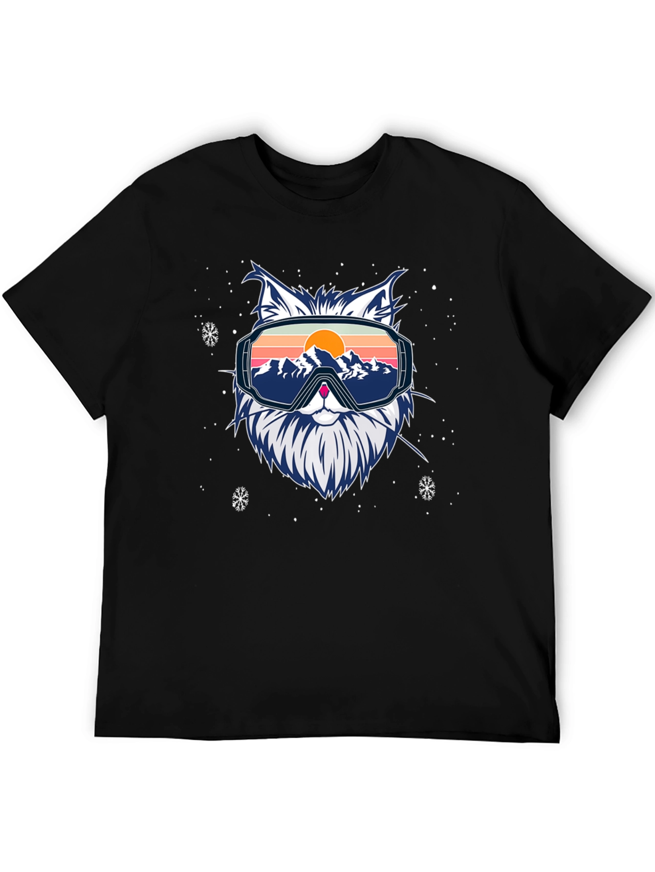 Black Cool Cat Ski Goggles Graphic Tee view 5