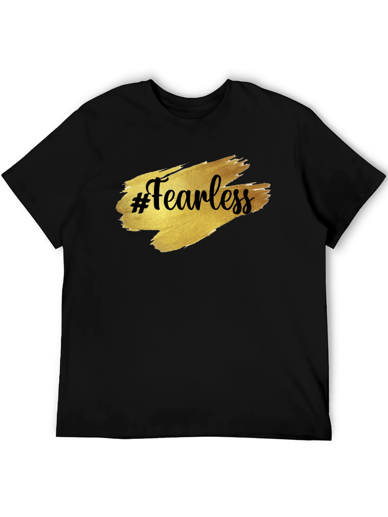 Black Fearless Graphic Tee - Gold Brush Print view 5
