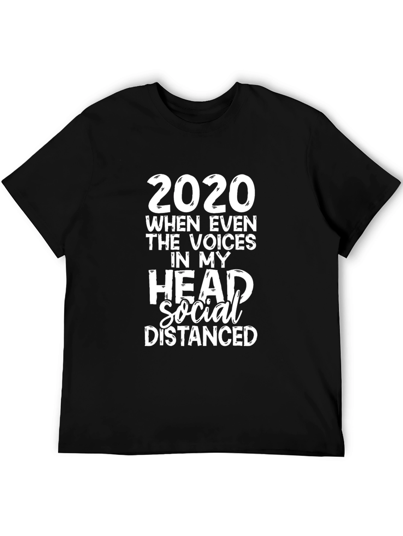 Black 2020 Socially Distanced Head Voices Graphic T-Shirt view 5