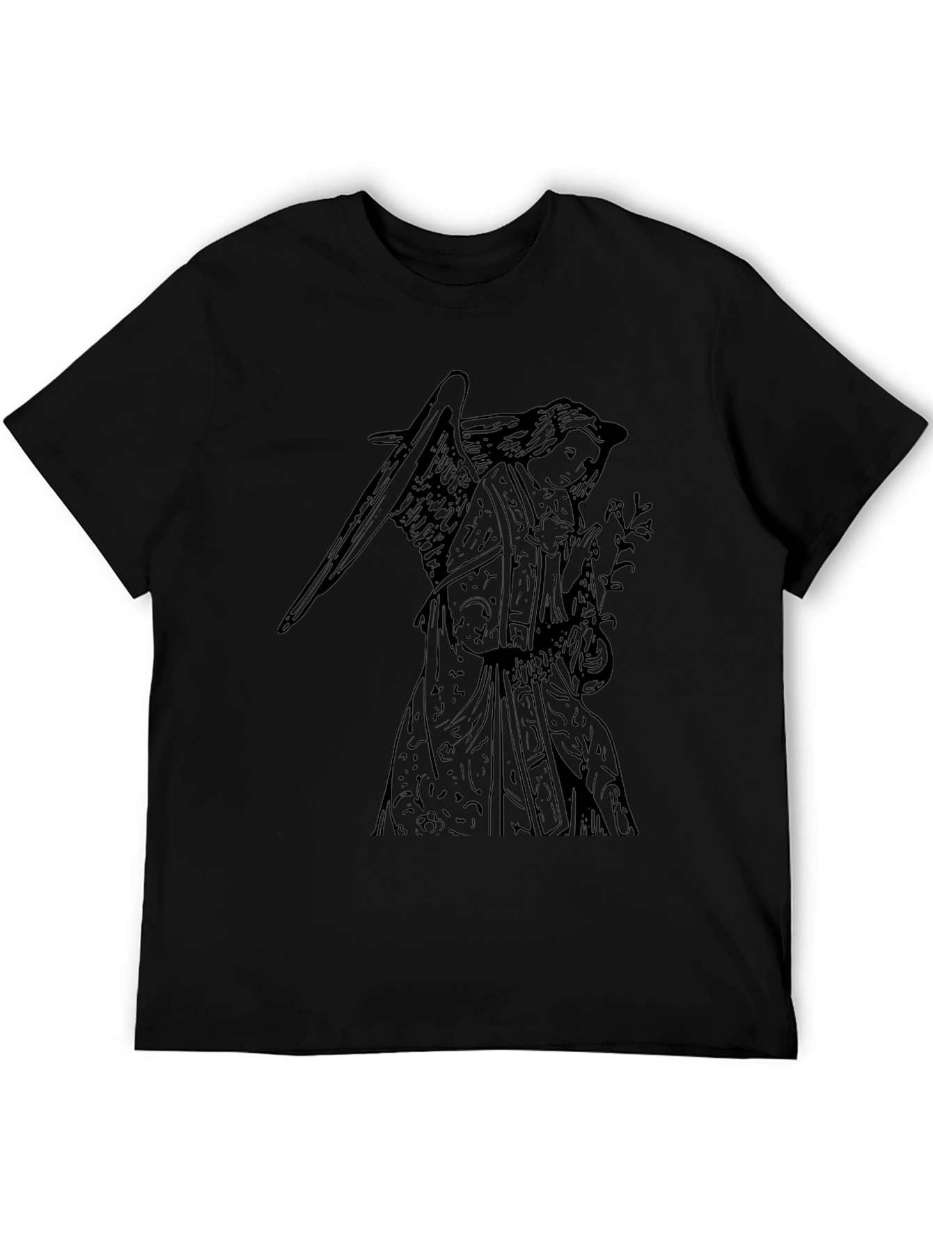 Black Angel Graphic T-Shirt - Classic Black Cotton Tee view 5