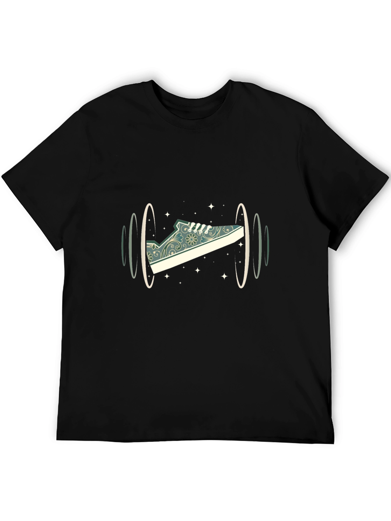 Black Sneaker Portal Graphic T-Shirt - Cool Black Tee view 5