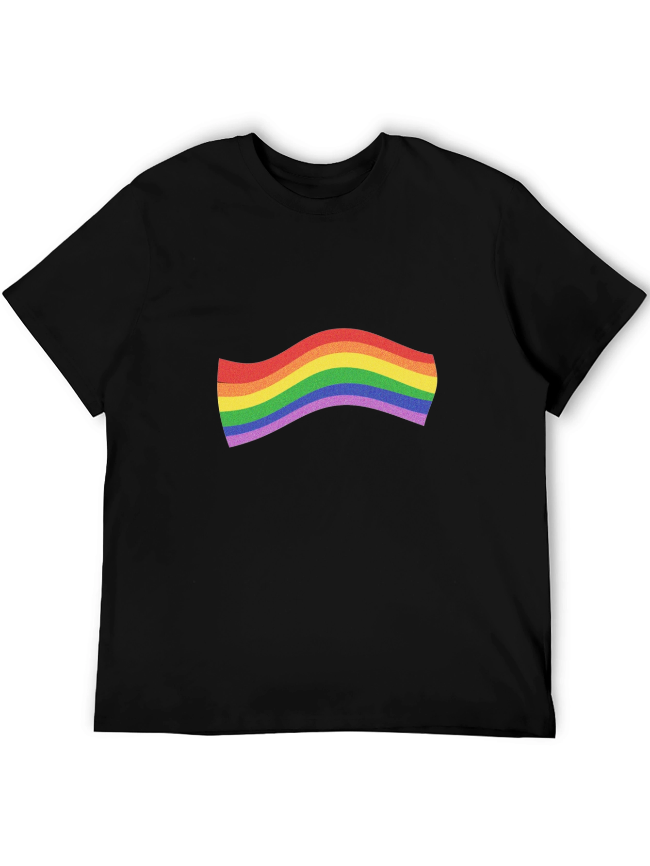 Black Pride Rainbow Wave Graphic Tee - Black Cotton T-Shirt view 5