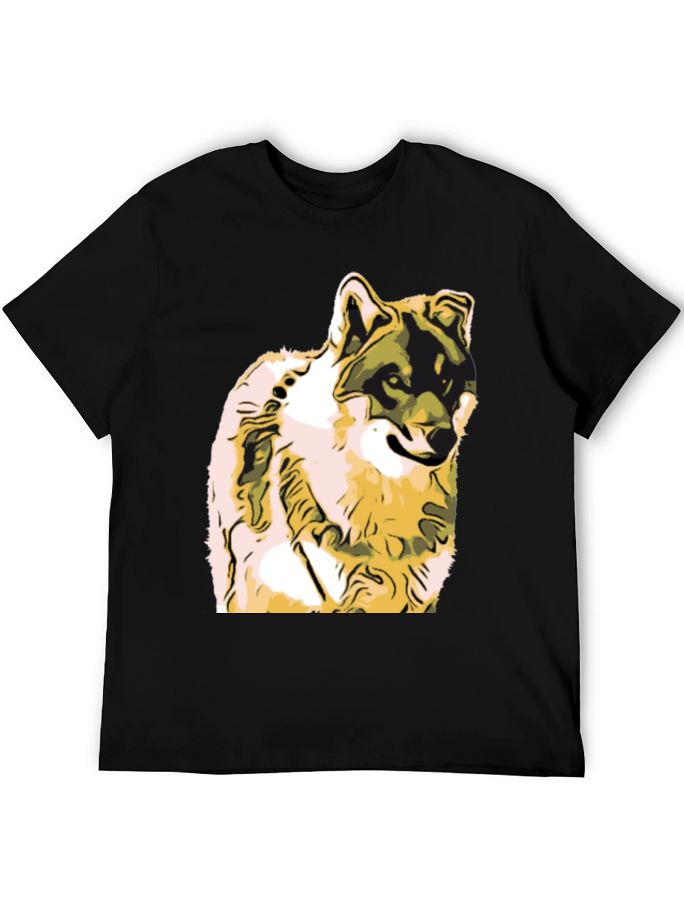 Black Wolf Graphic Print Black T-Shirt view 5