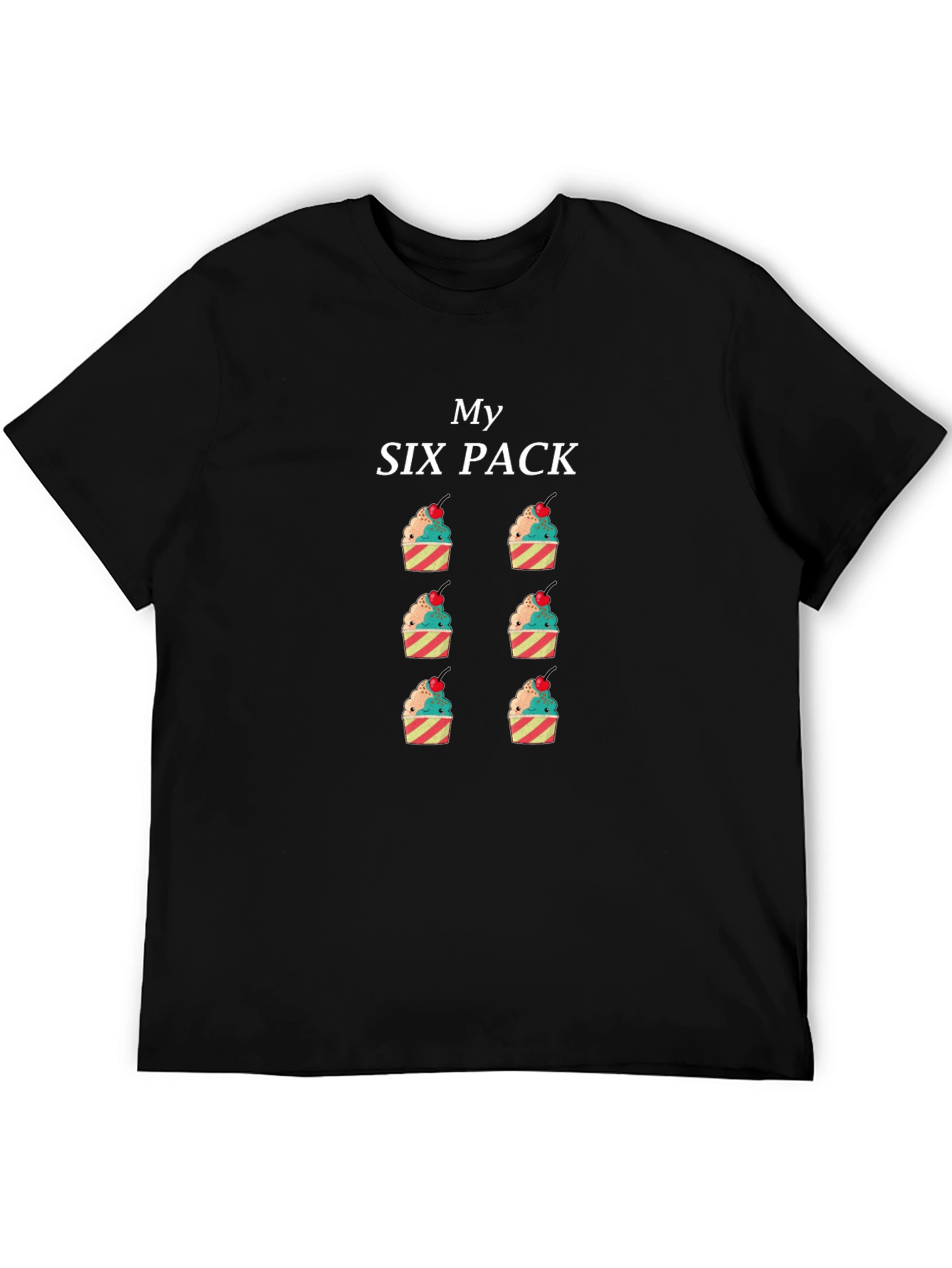 Black My Six Pack Cupcake T-Shirt view 5